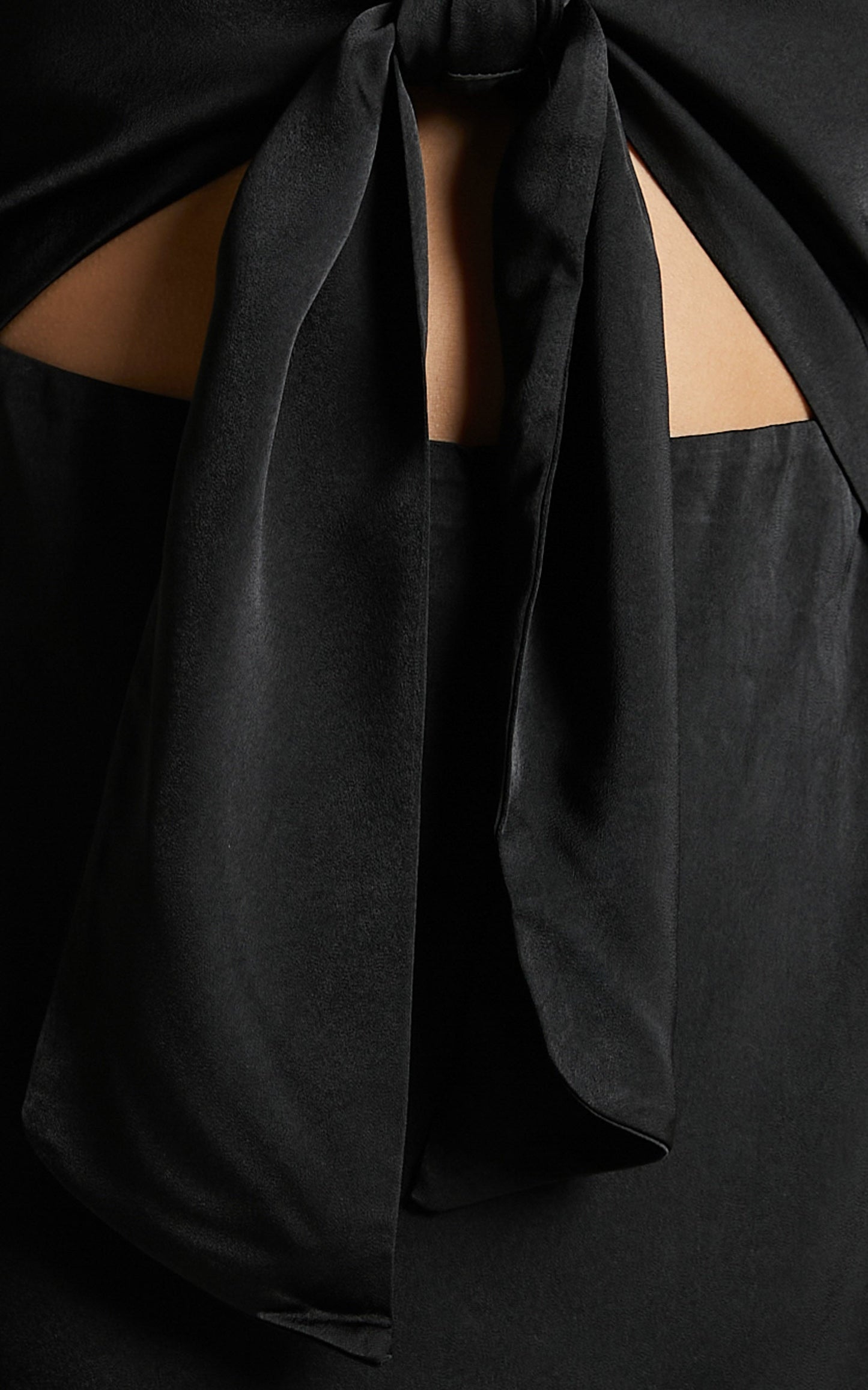 Varvey Mini Dress - Tie Front Long Sleeve Dress in Black