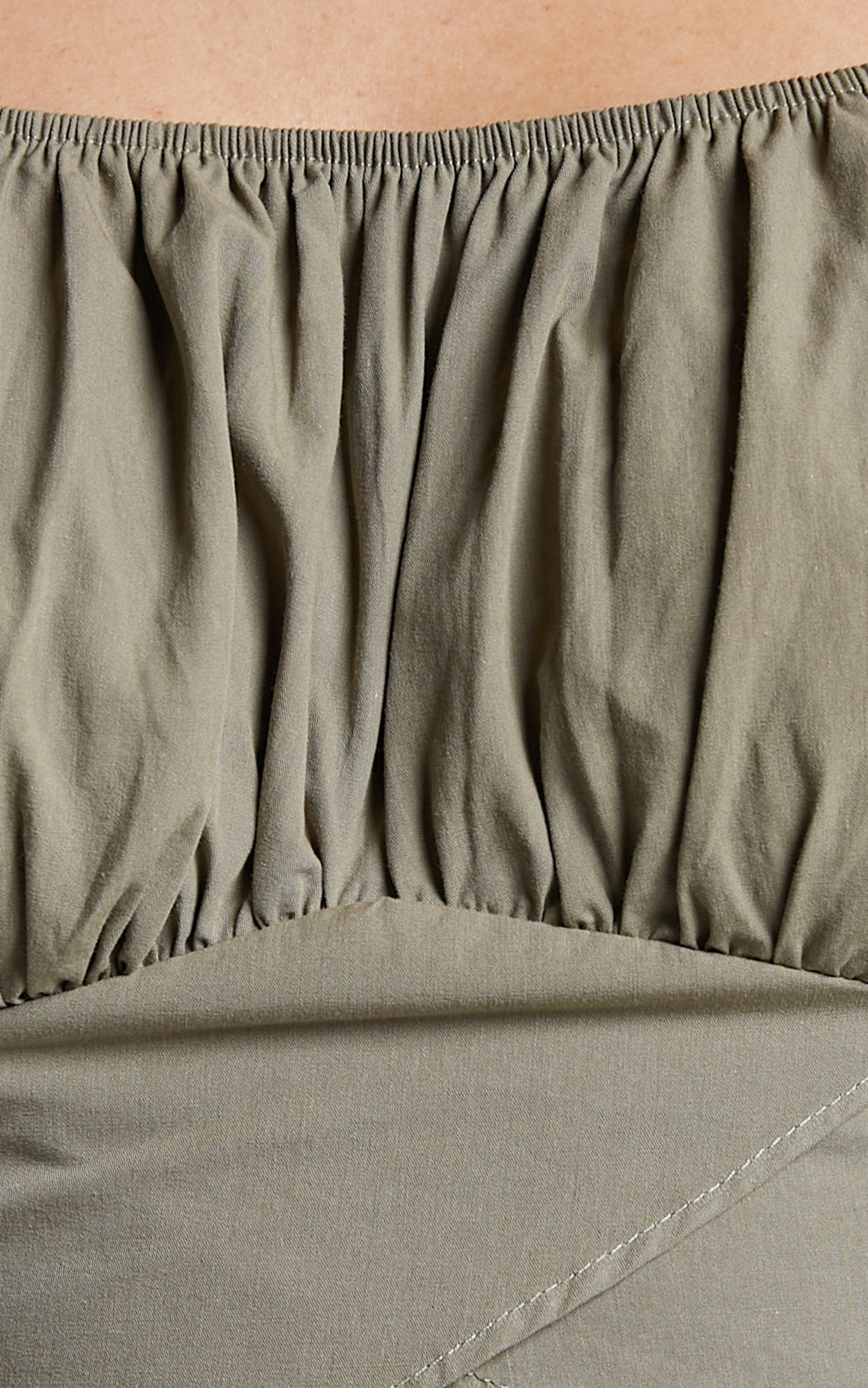 Verne Blouse - Long Sleeve Ruched Blouse in Khaki