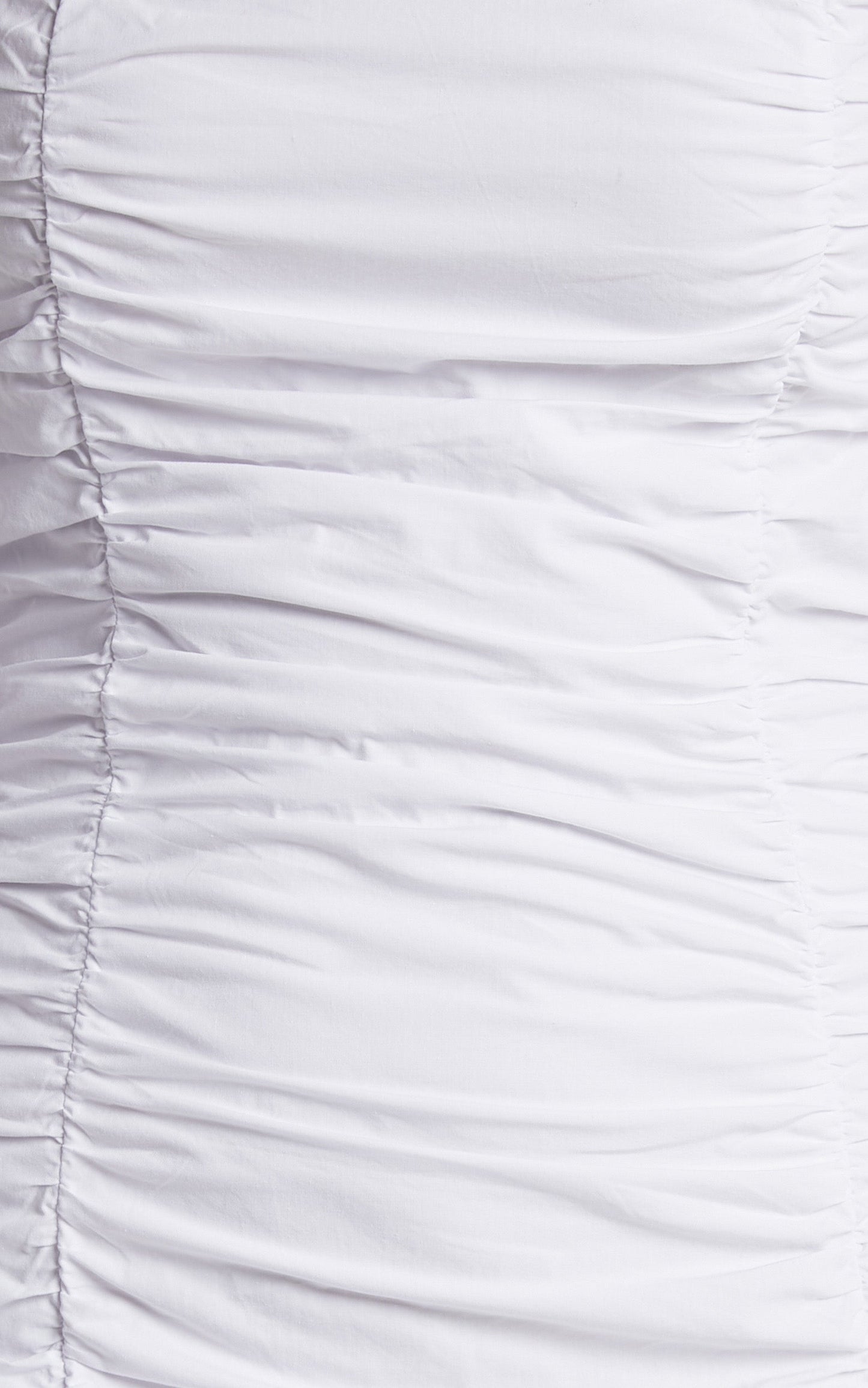 Verne Mini Dress - Ruched Front Long Sleeve Dress in White