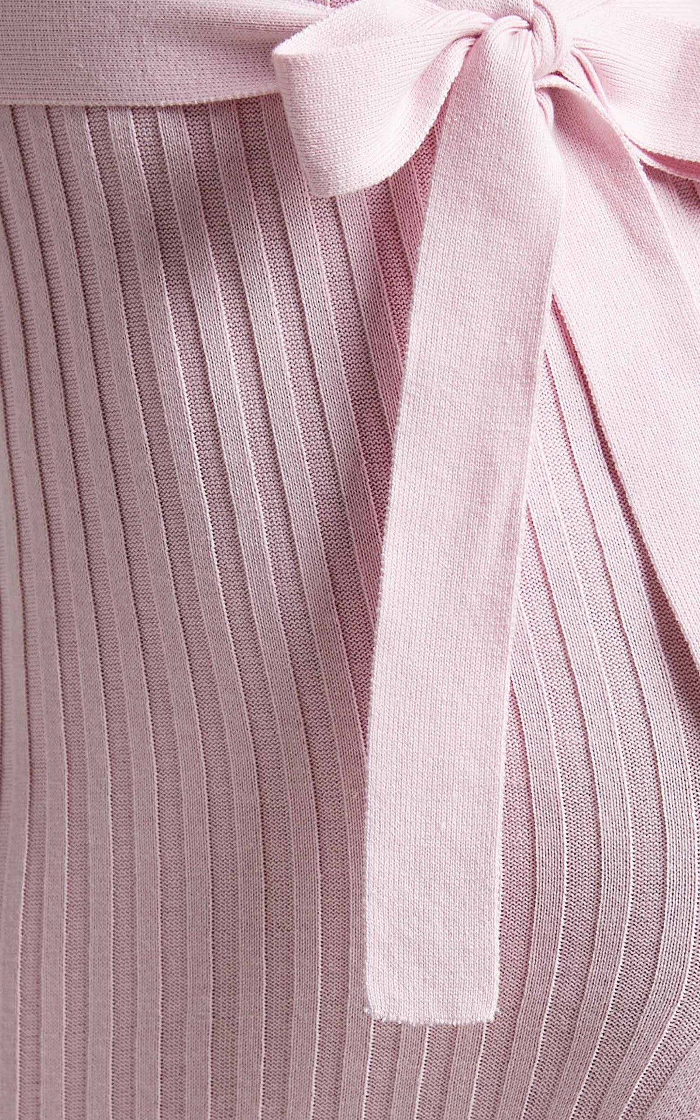 Verona High Neck Maxi Knit Dress with Button Up Split in Ice Pink