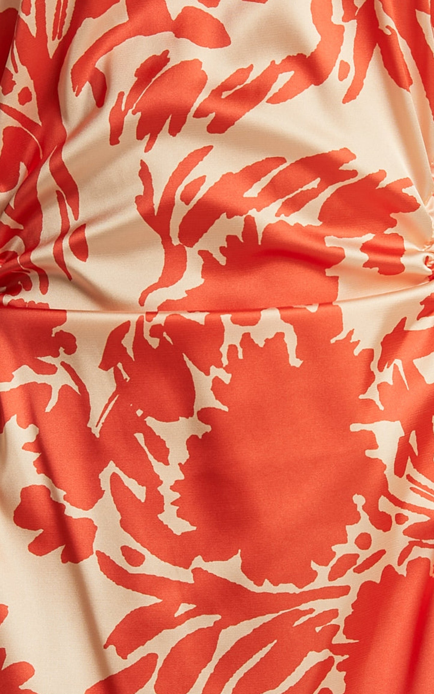 Veronica Midi Dress - Strapless Side Cut Out Satin Dress in Orange Floral