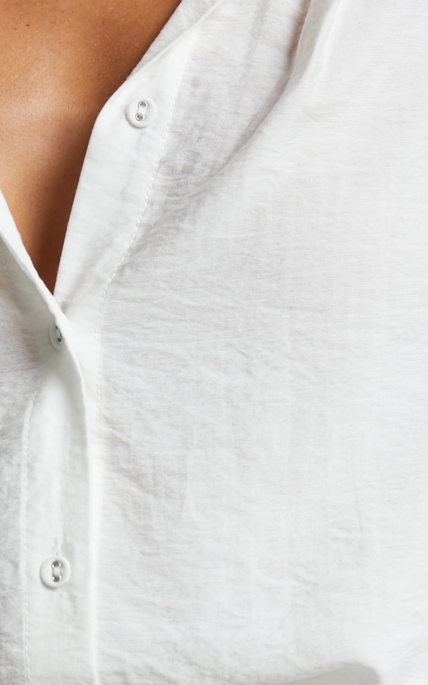 Vianne Blouse - Double Collar Puff Sleeve Blouse in White