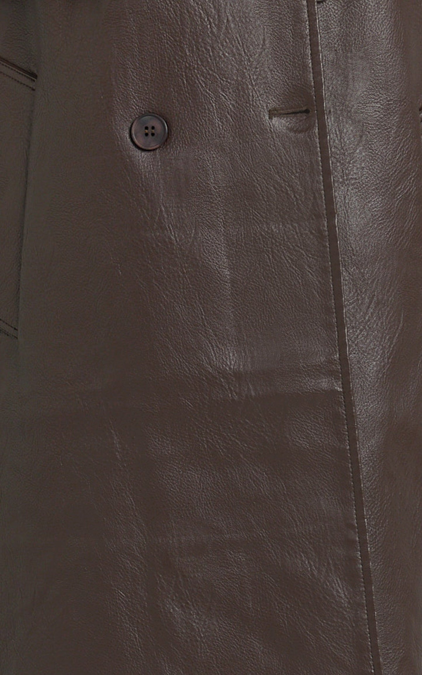 Vicki Trench Coat - Faux Leather Washed Trench Coat in Chocolate