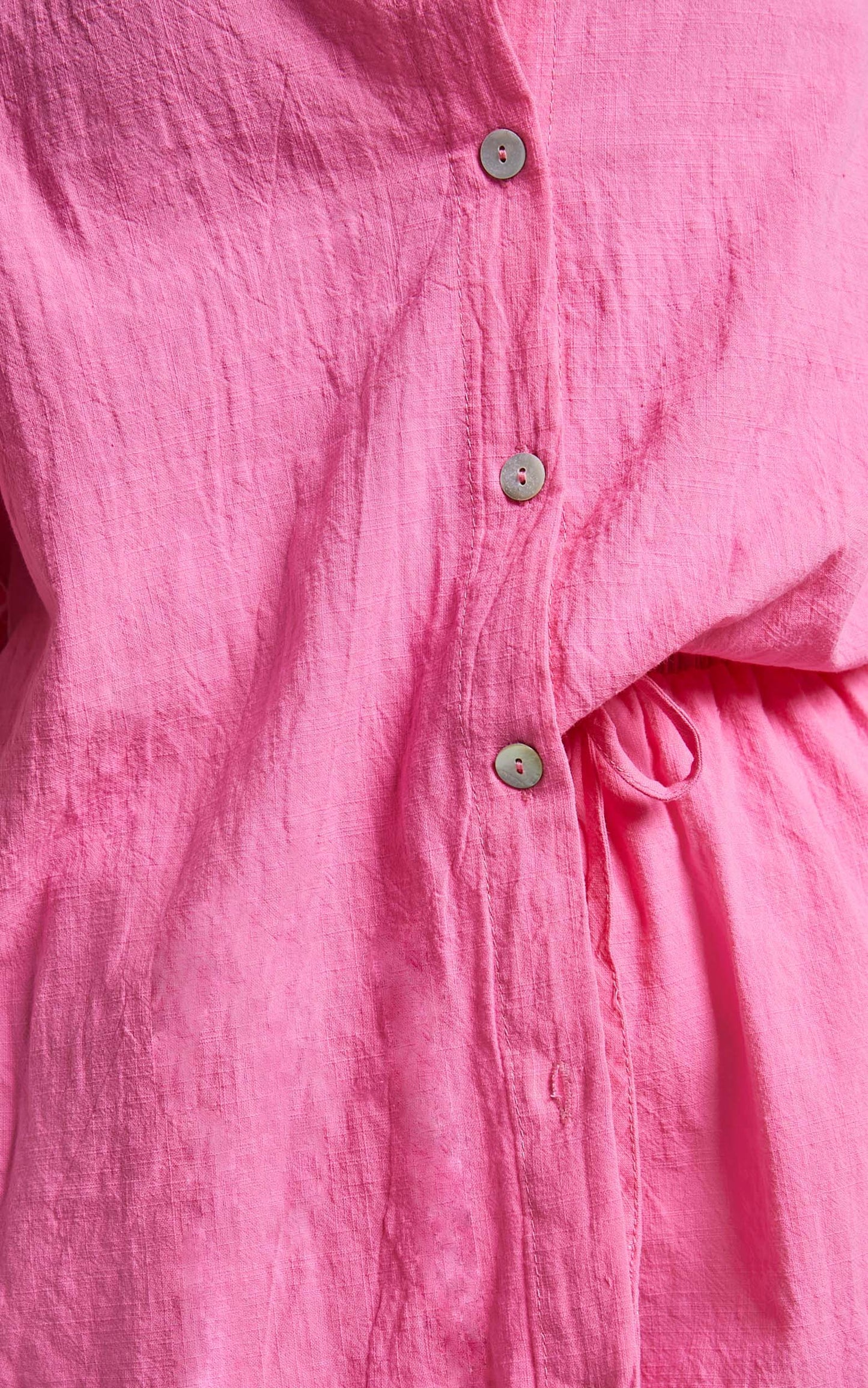 Vina Del Mar Two Piece Set - Linen Look Shirt and Shorts Set in Hot Pink
