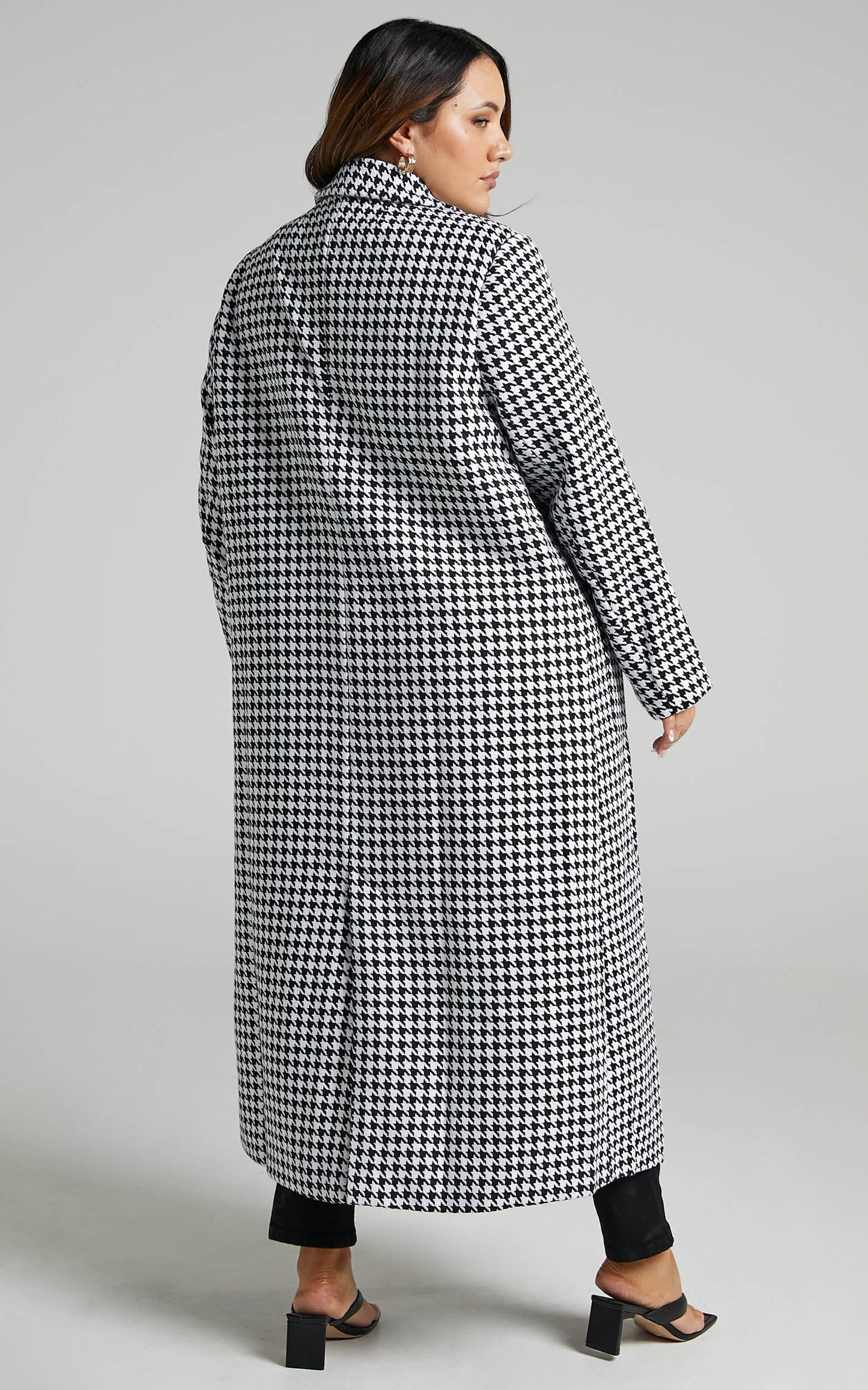 Violete Coat - Button Up Coat in Houndstooth Check