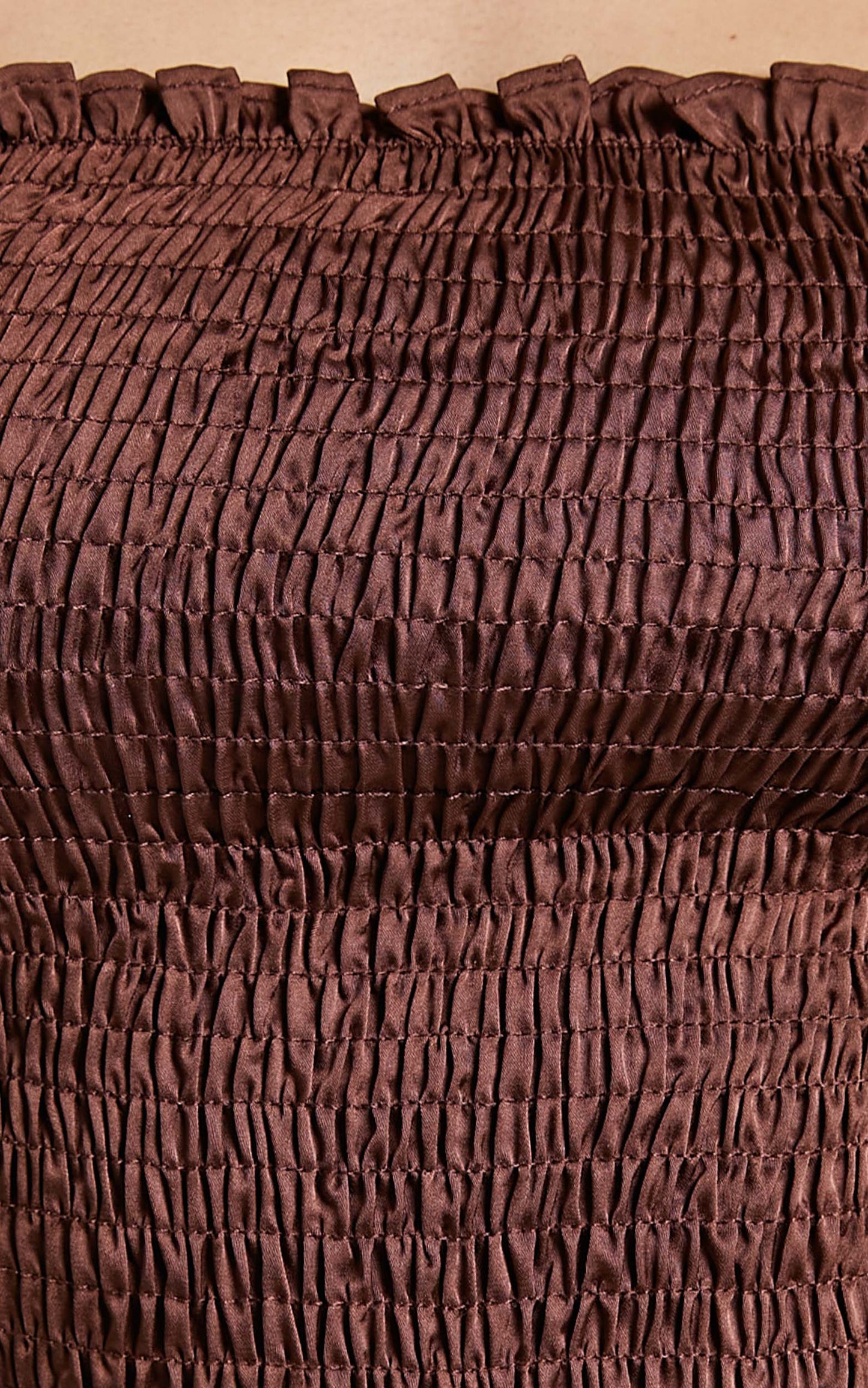 Vira Top - Shirred Top in Chocolate Satin