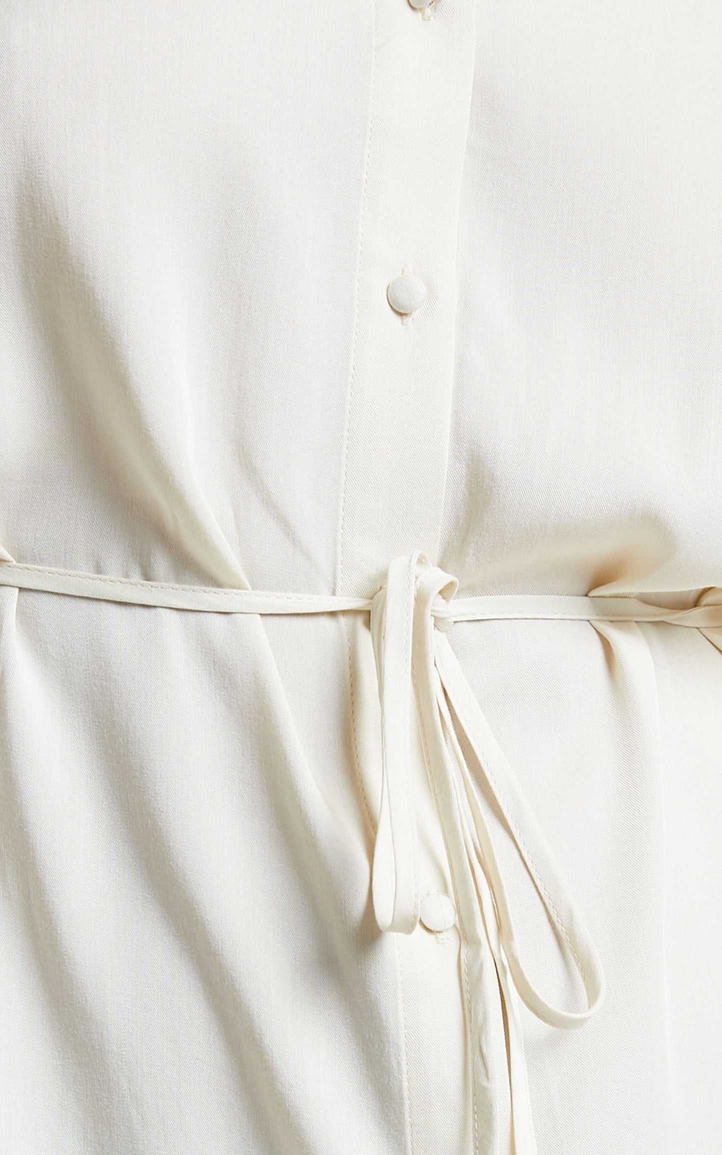 Wynter Mini Dress - Waist Tie Shirt Dress in Off White