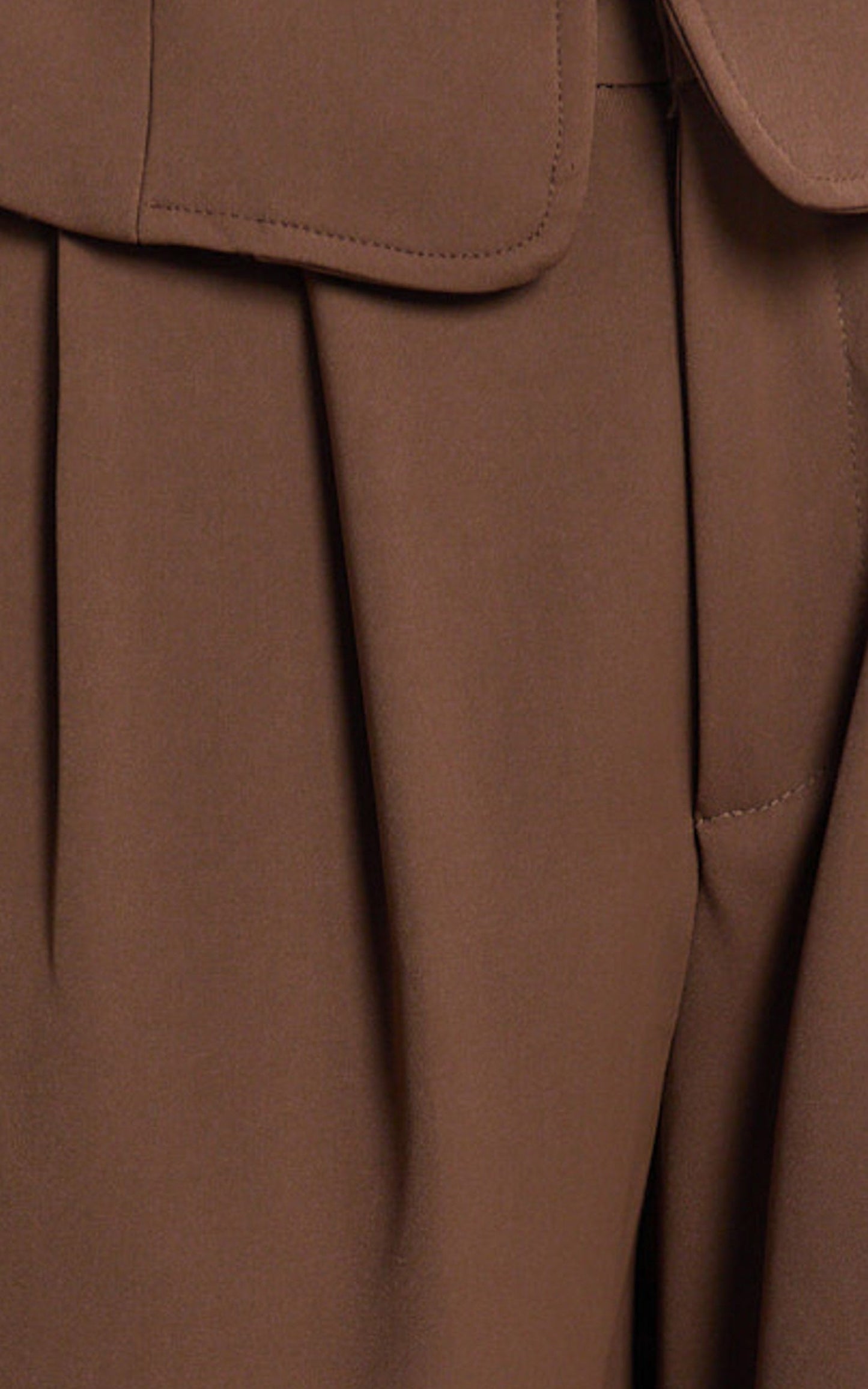 Xandria Pants - Low Rise Double Pleated Wide Leg Pants in Brown