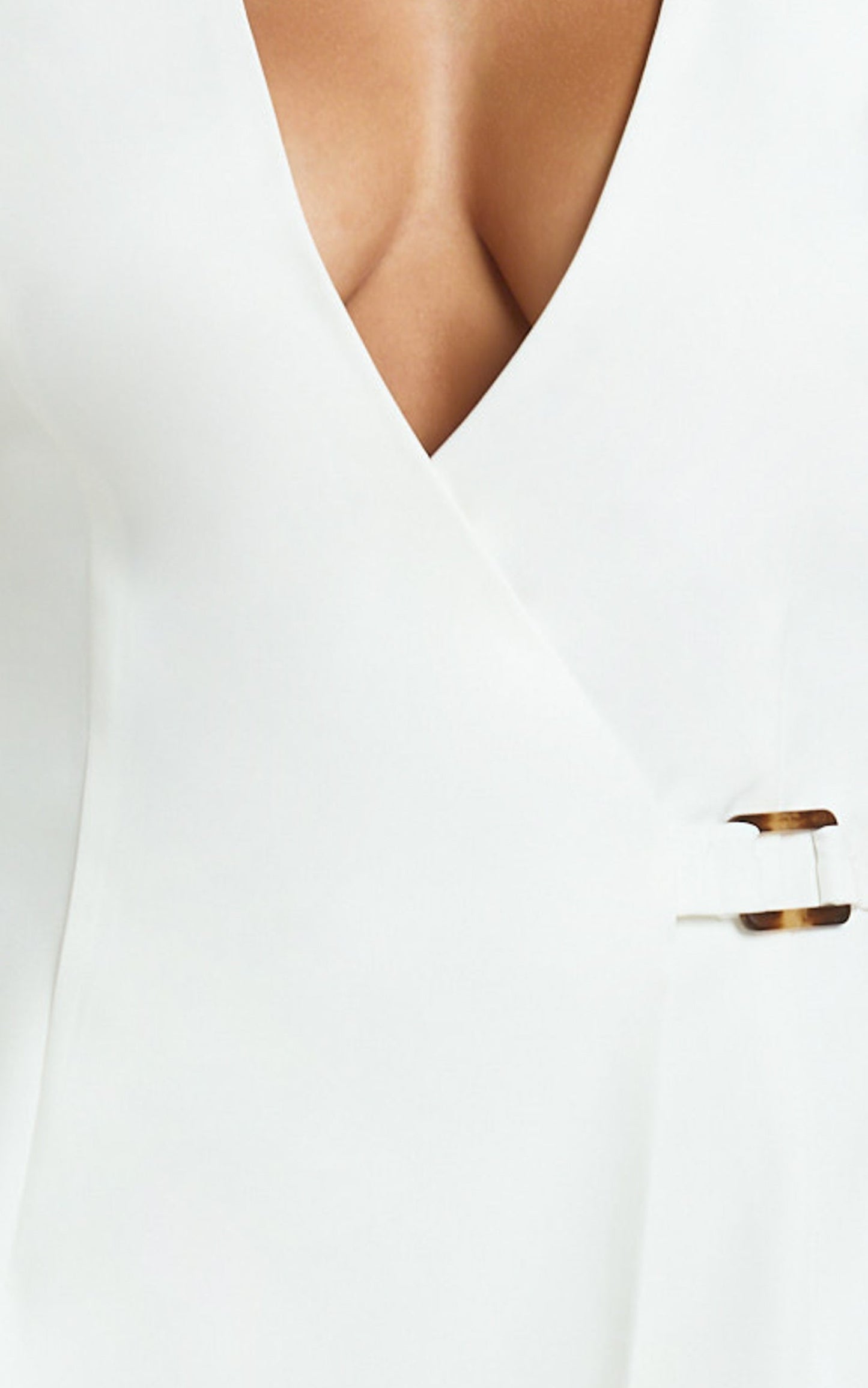 Xena Mini Dress - Mock Wrap Buckle Dress in White
