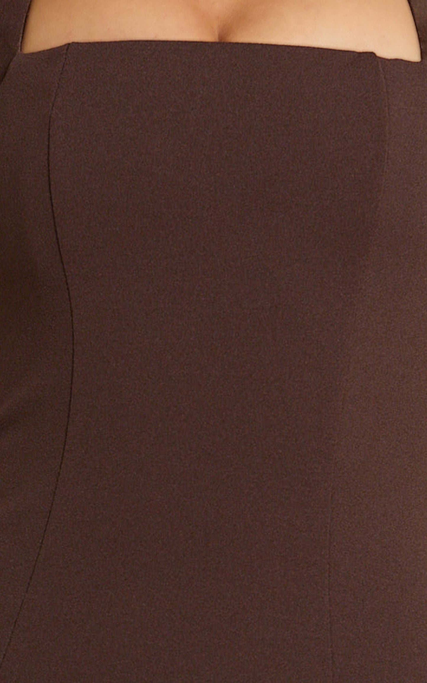 Zahra Mini Dress - Halter Tie Square Neck Bodycon Dress in Chocolate