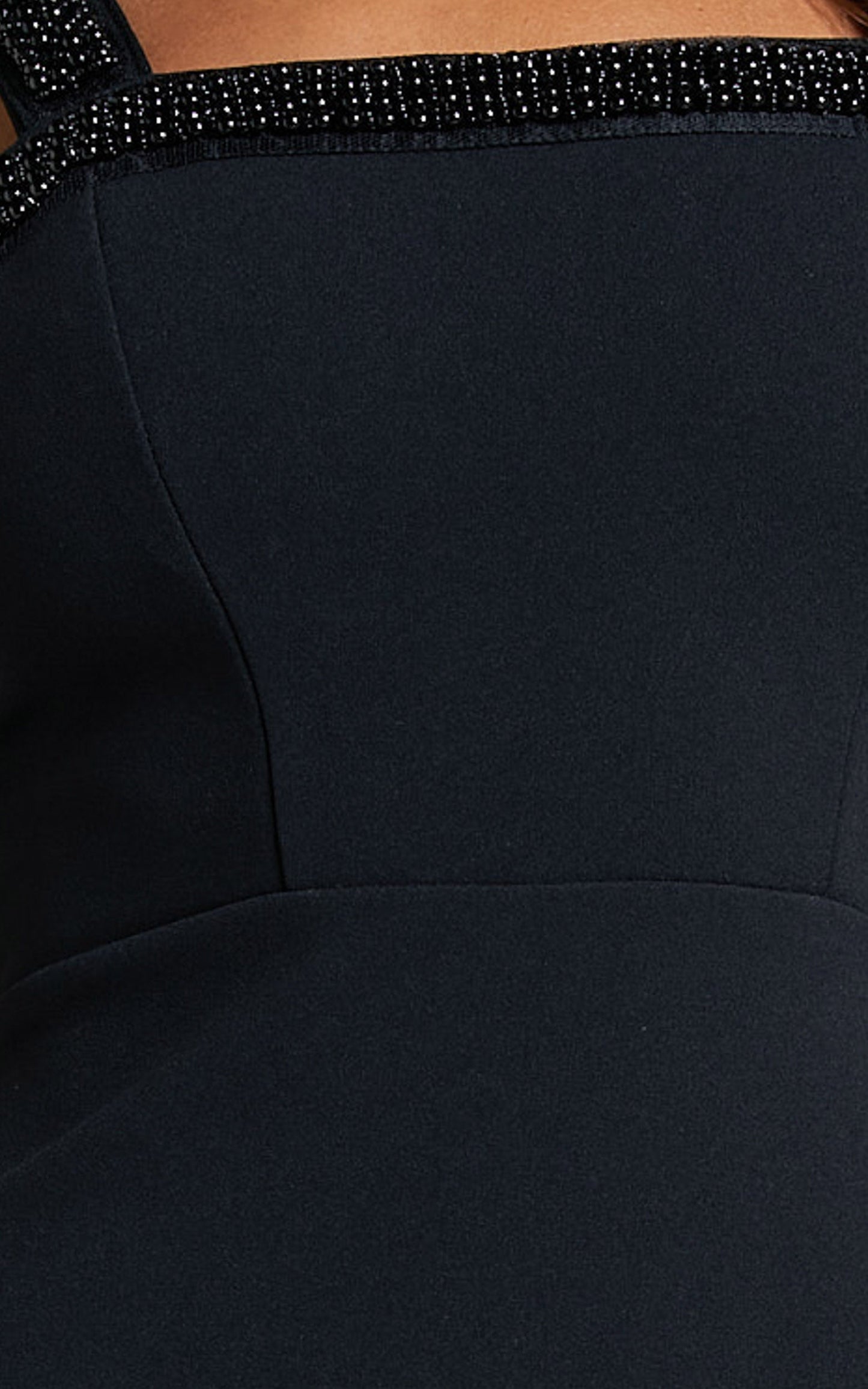 Zarah Midi Dress - Embellished Strap Detail Dress in Black