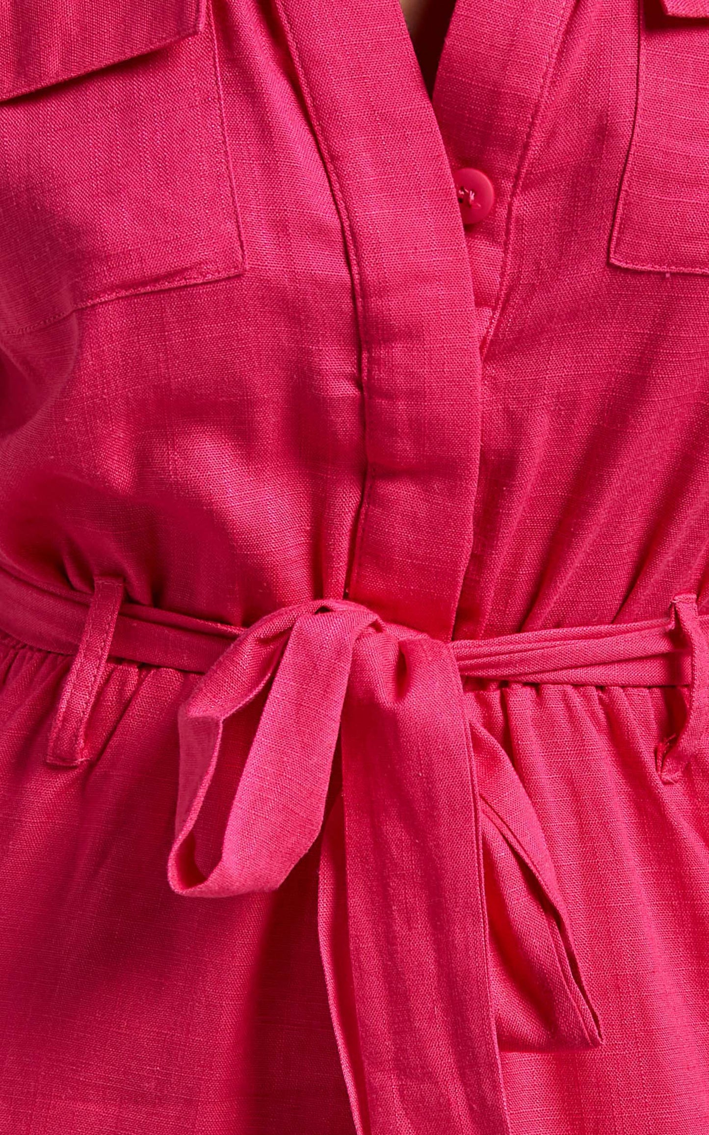 Zarina Belted Playsuit in Hot Pink
