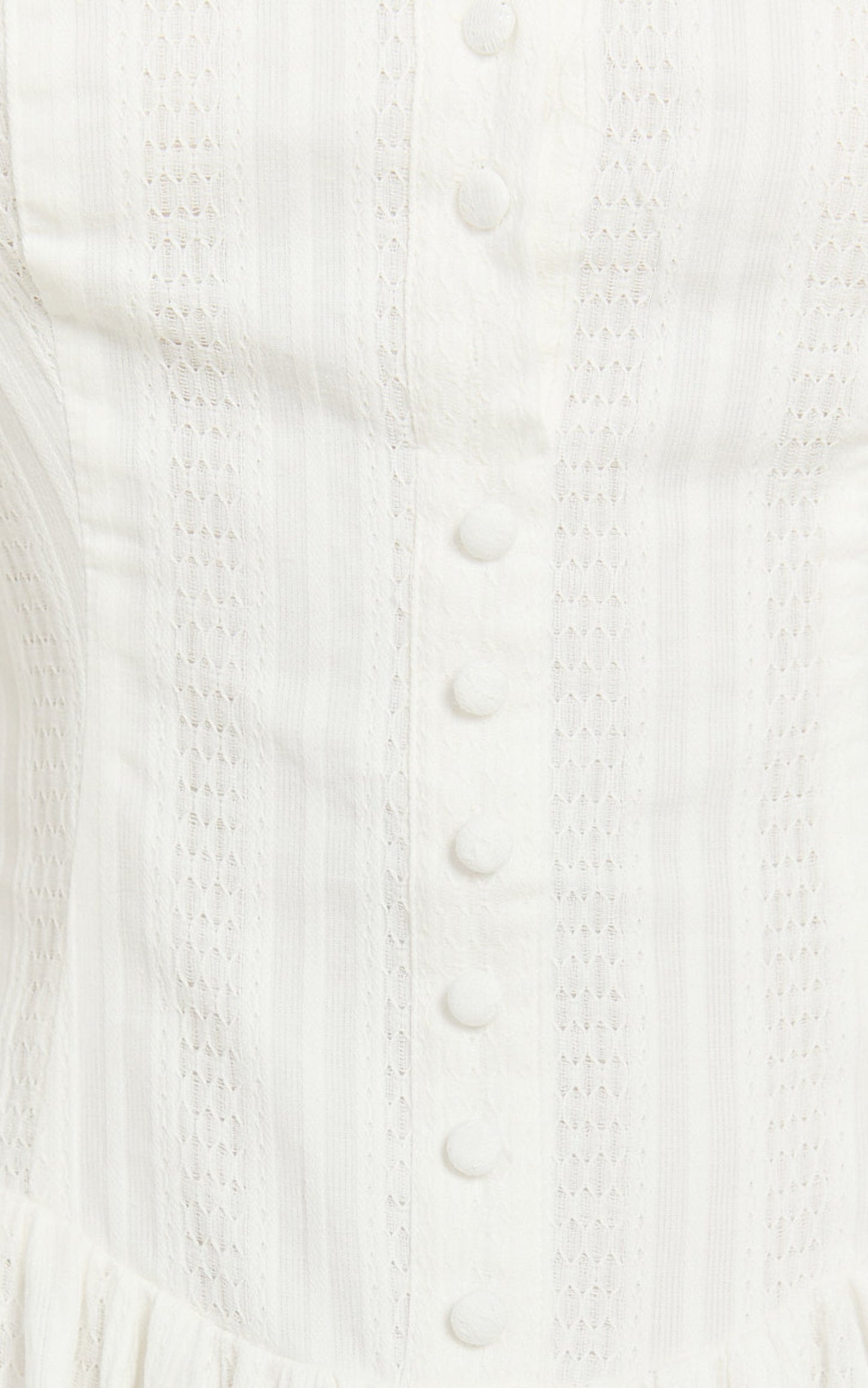 Zhai Mini Dress - High Neck Button Through Dress in Ivory