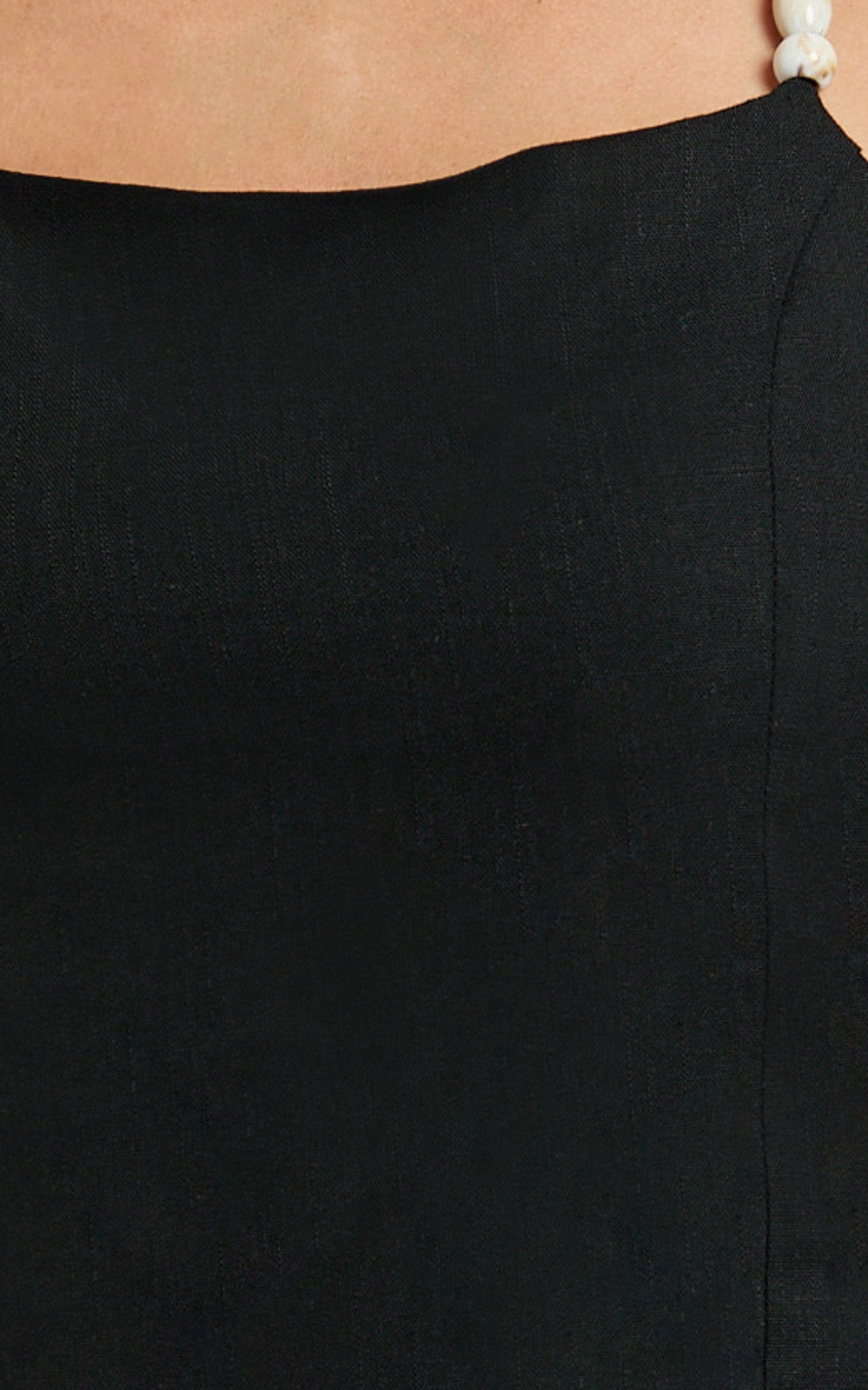 Zia Two Piece Set - Beaded Top and Wide Leg Pant Set in Black