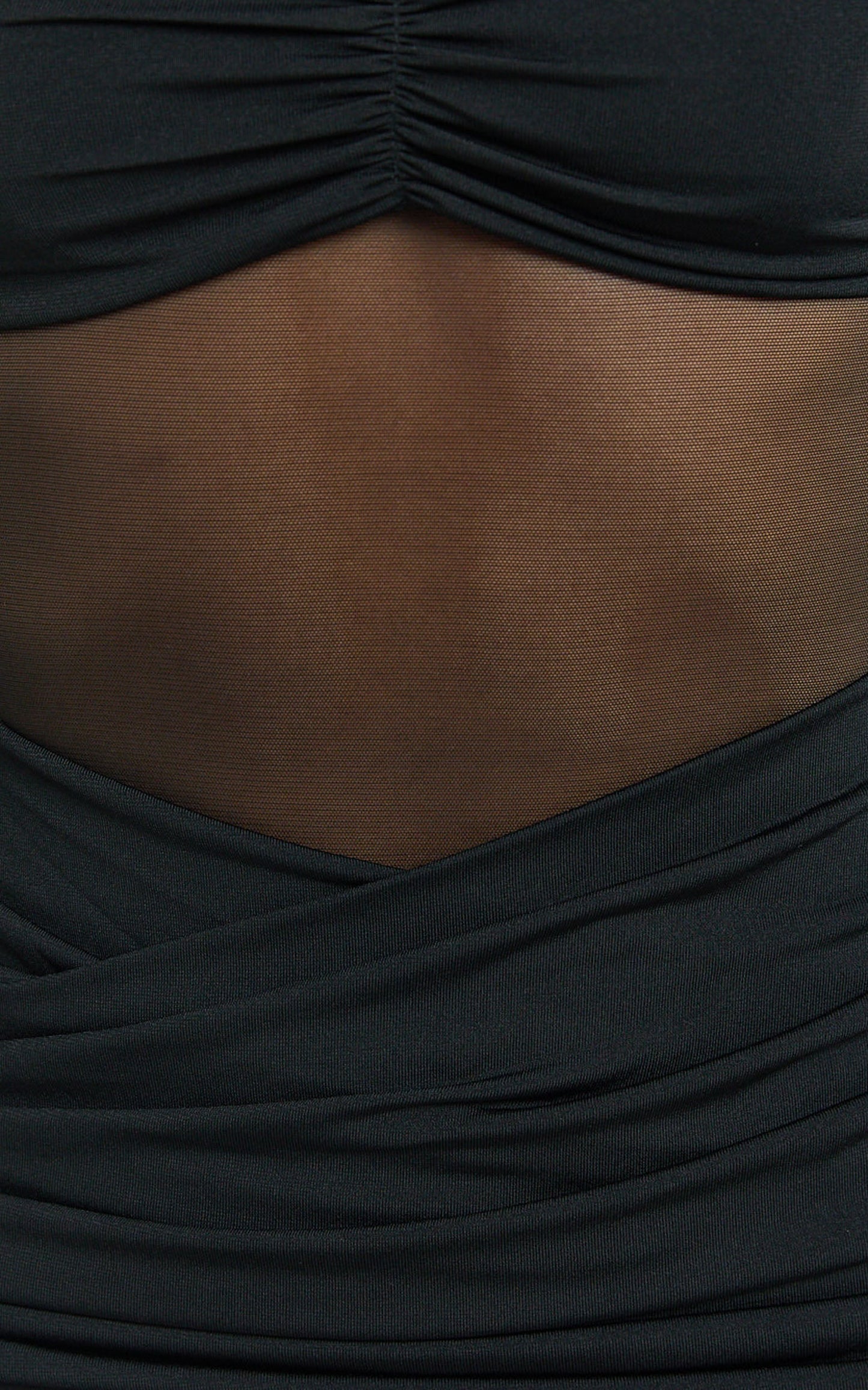 Zoe Mini Dress - Long Sleeve Mesh Dress in Black