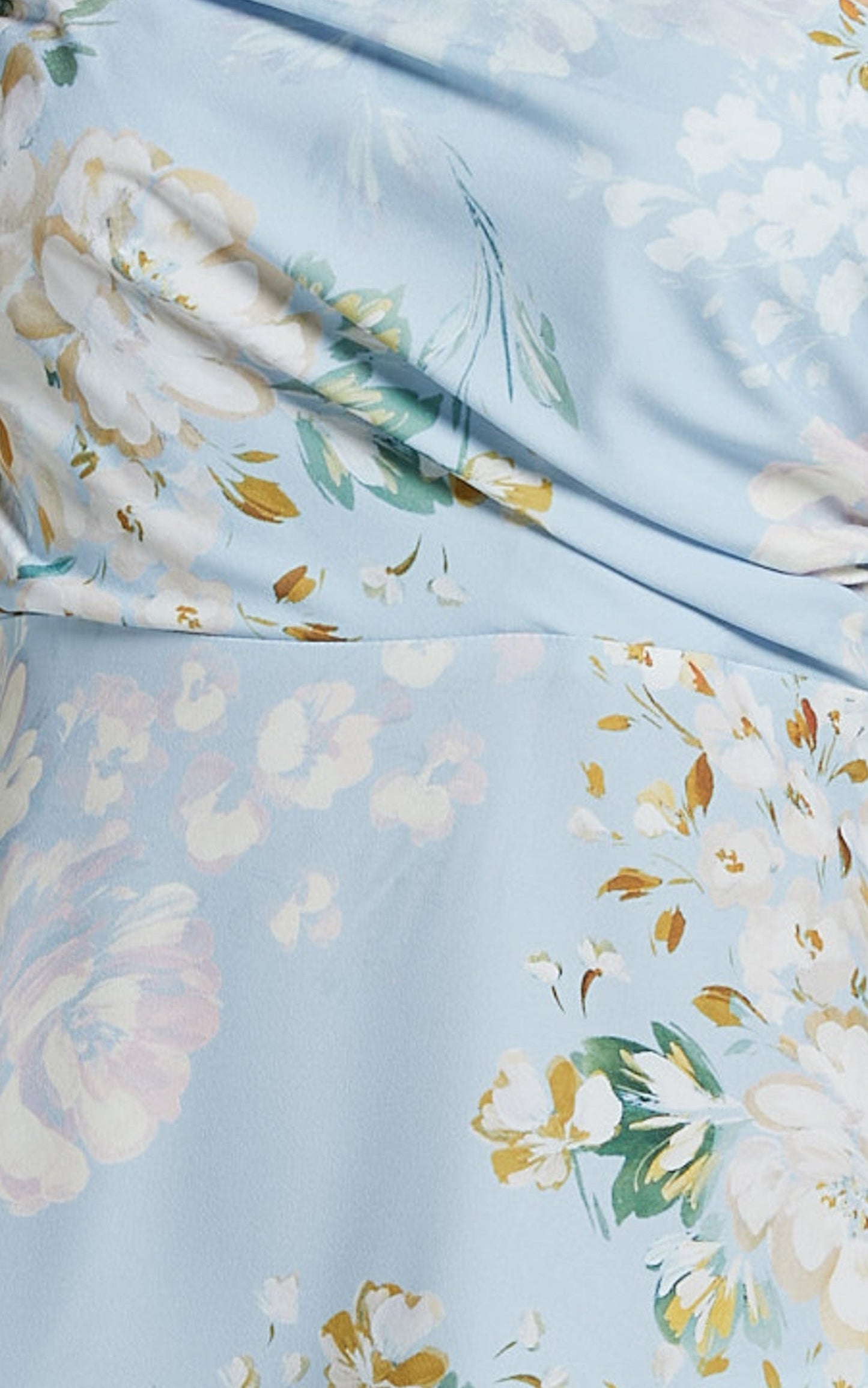 Zophia Midi Dress - One Shoulder Tiered Dress in Aqua Botanical Print