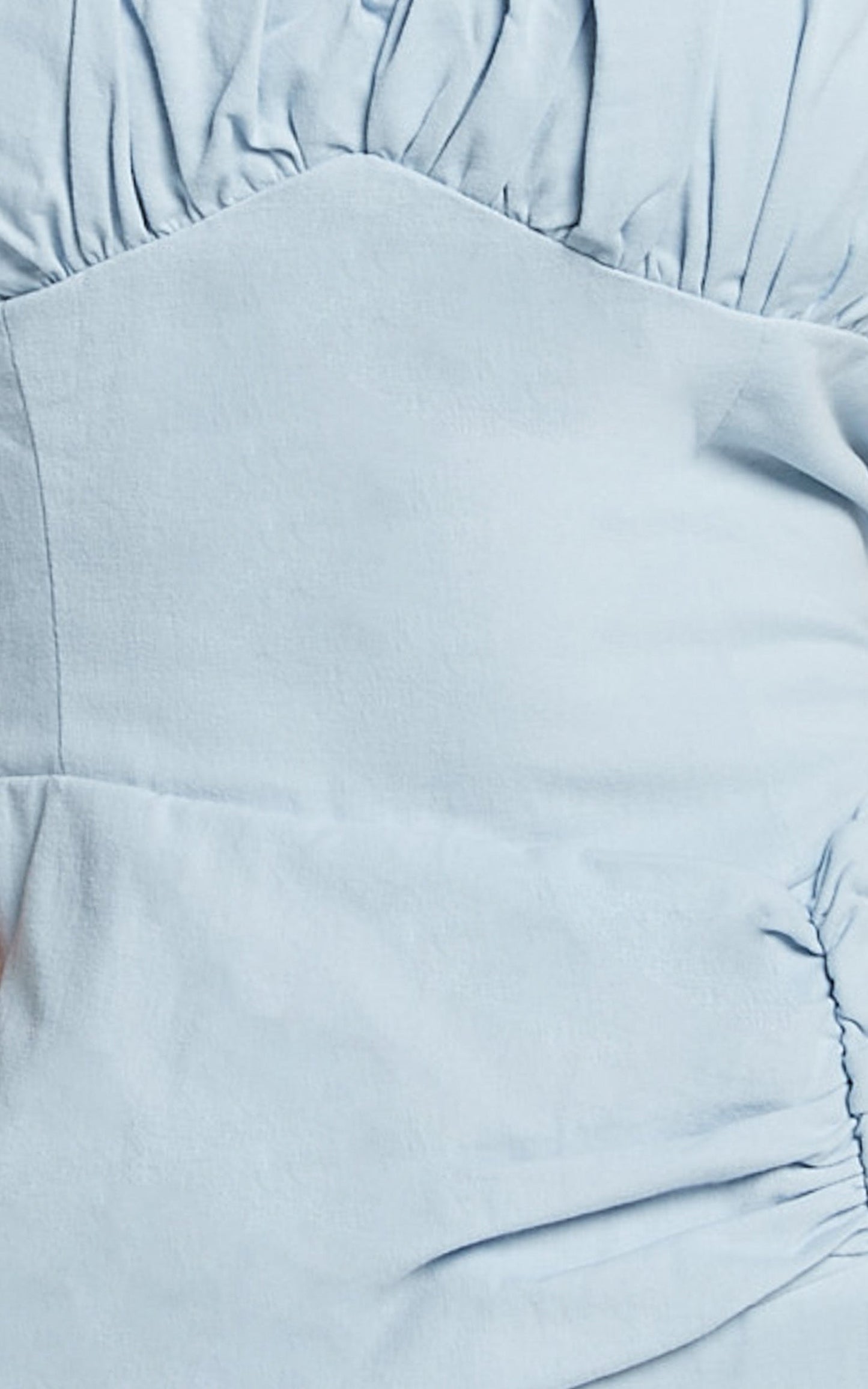 Zora Midi Dress - Halter Ruched Bust Slip Dress in Pale Blue