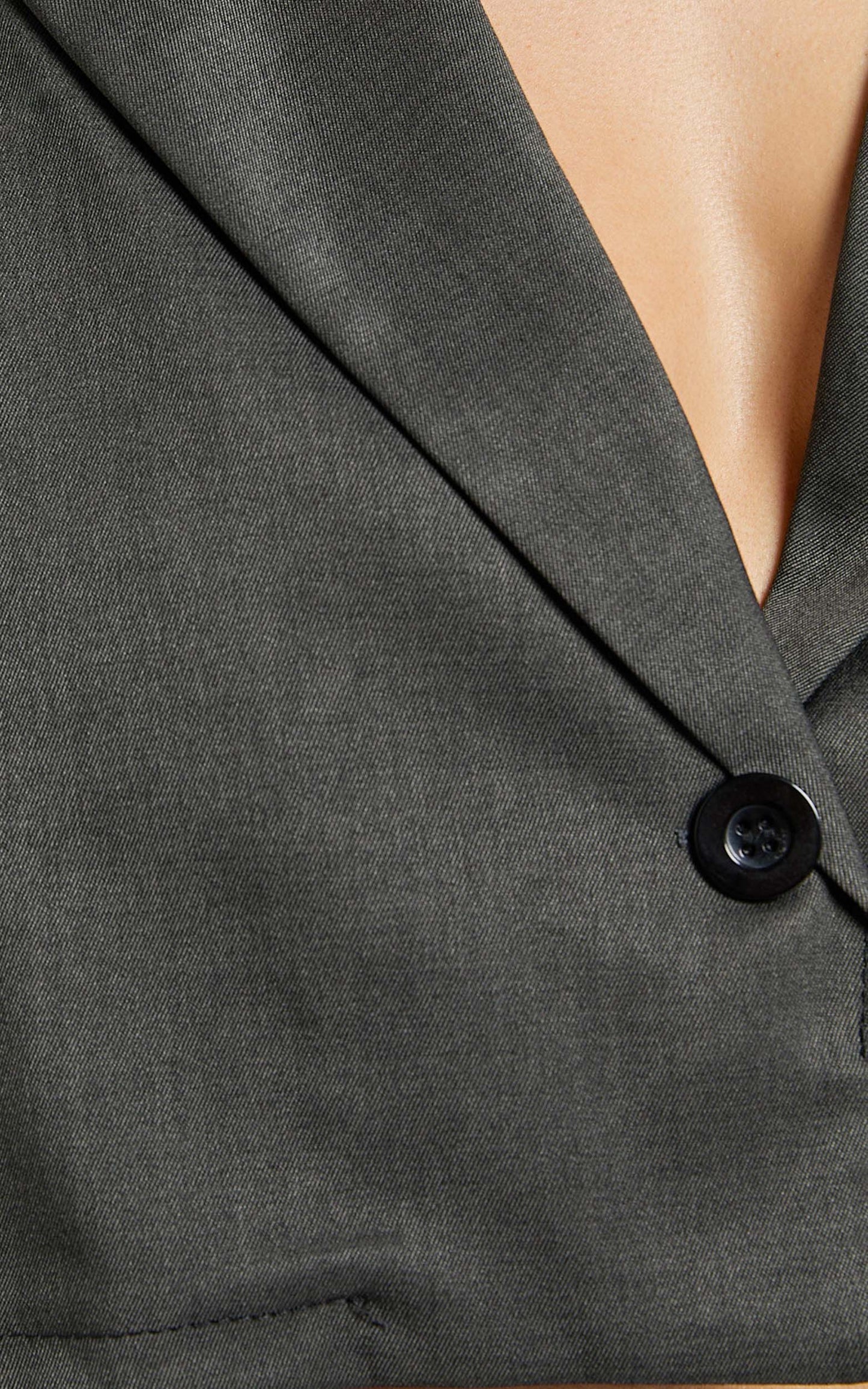 Zora Two Piece Set - Cropped Blazer and Pleated Mini Skirt Set in Charcoal