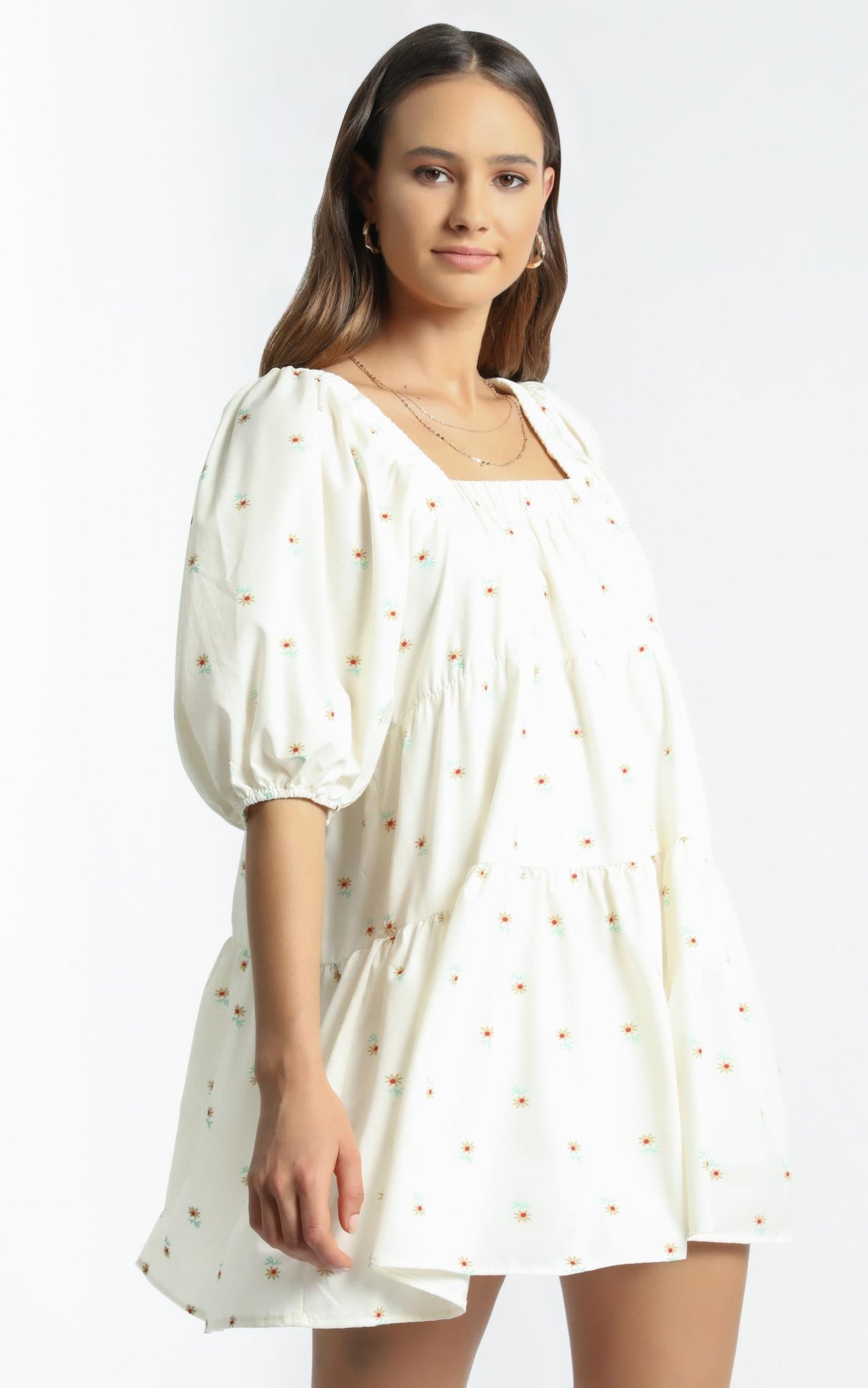 Aimee Dress in White Floral