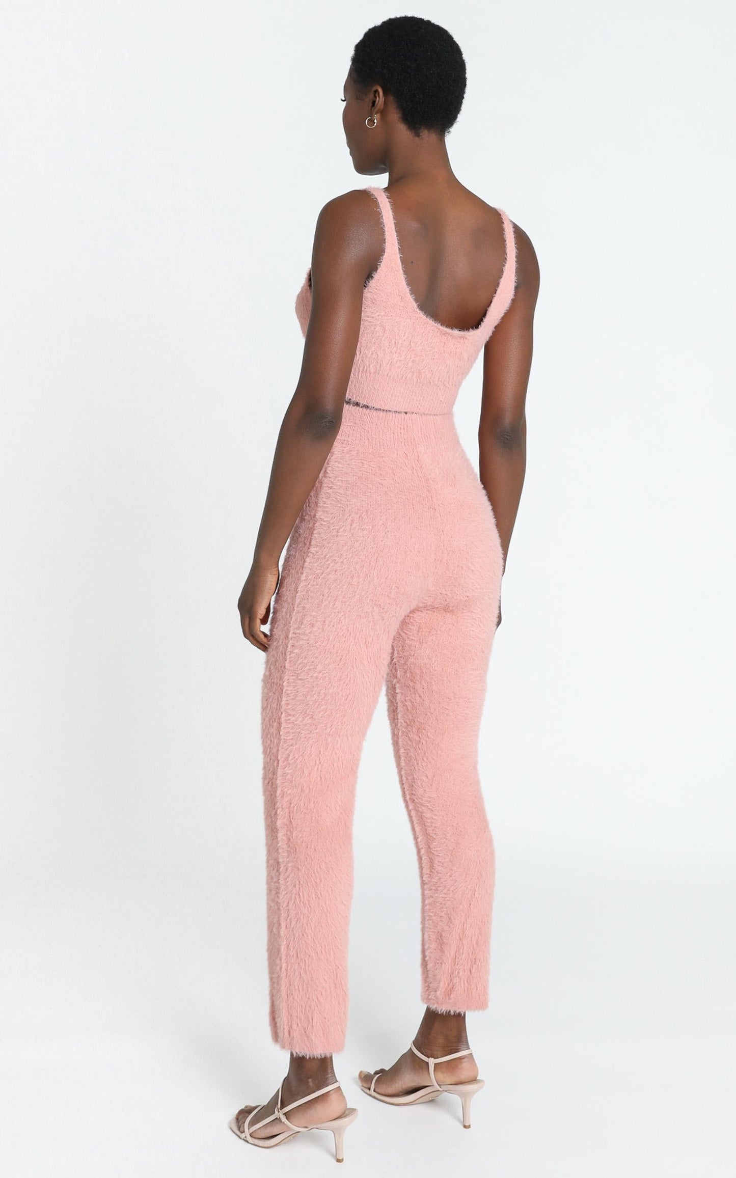 Athena Fluffy Knit Two Piece Set in Blush