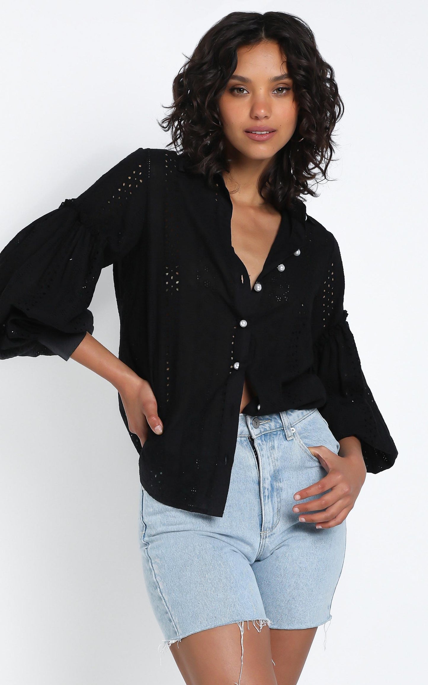 Beautiful Things Embroidery Shirt in Black