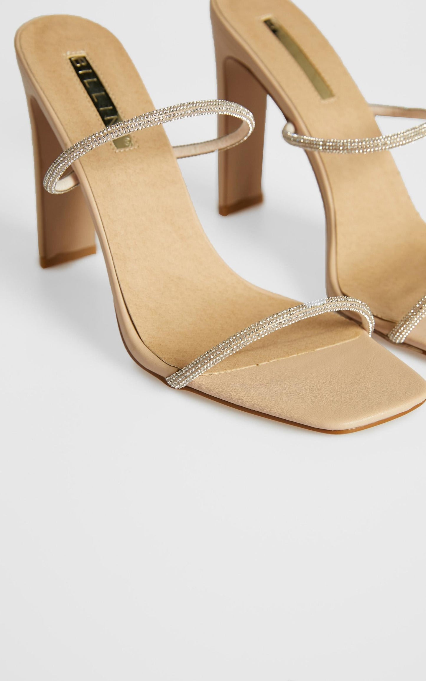 Billini - Yola Heels in Nude Diamante