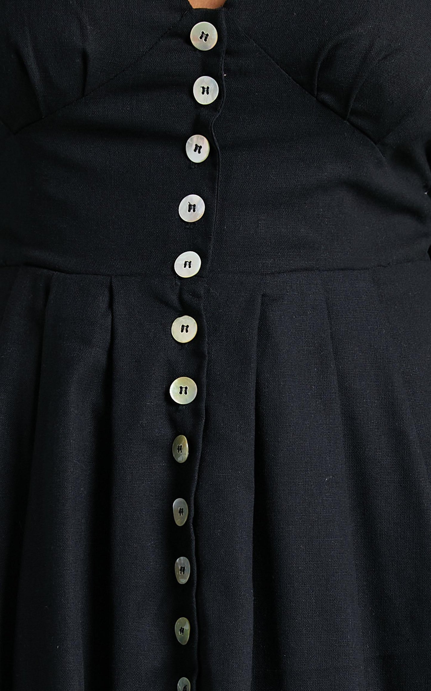 Lovey Dovey Dress in Black Linen Look
