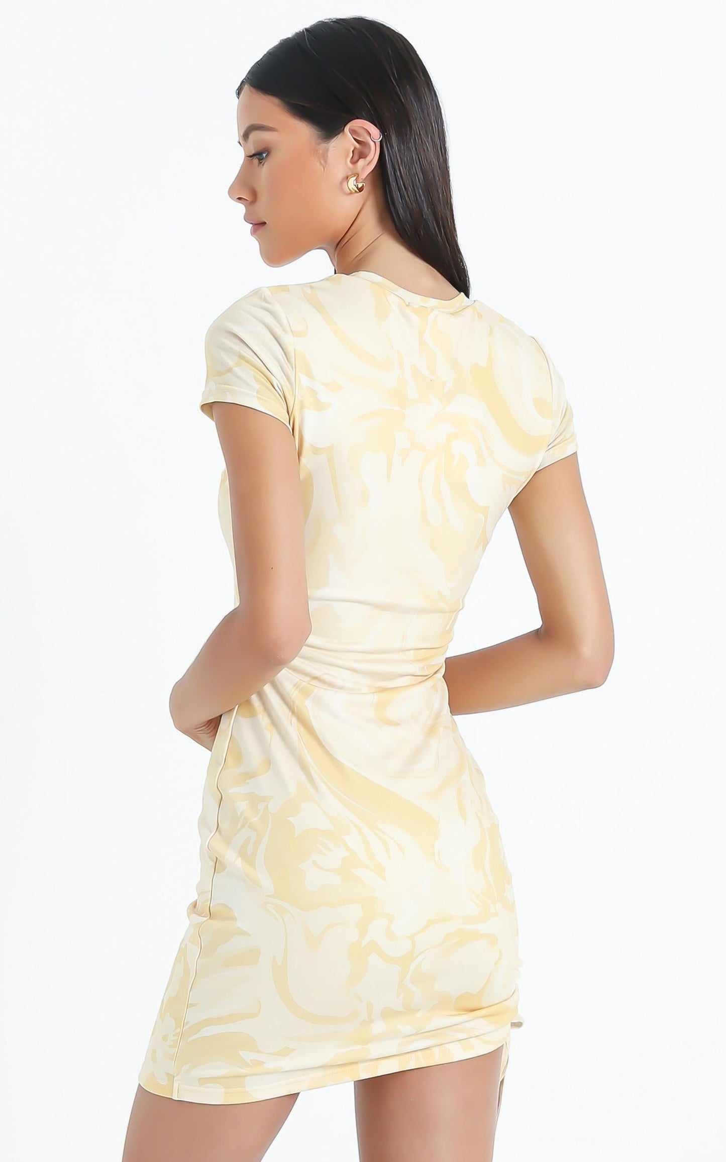 Braith Dress in Yellow Marble
