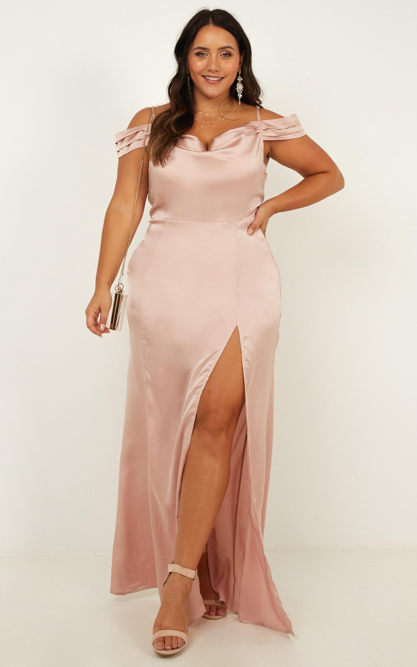 City Is Mine Dress in blush satin