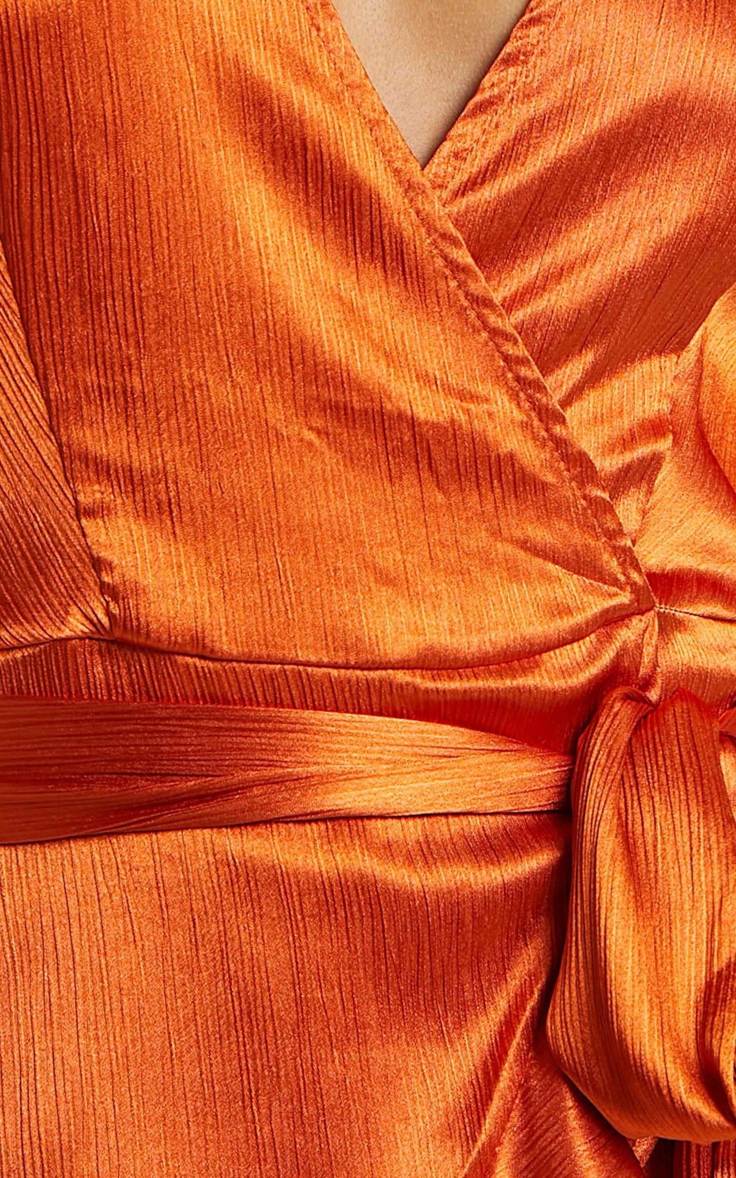 All I Want To Be Ruffle Mini Dress in Copper Satin