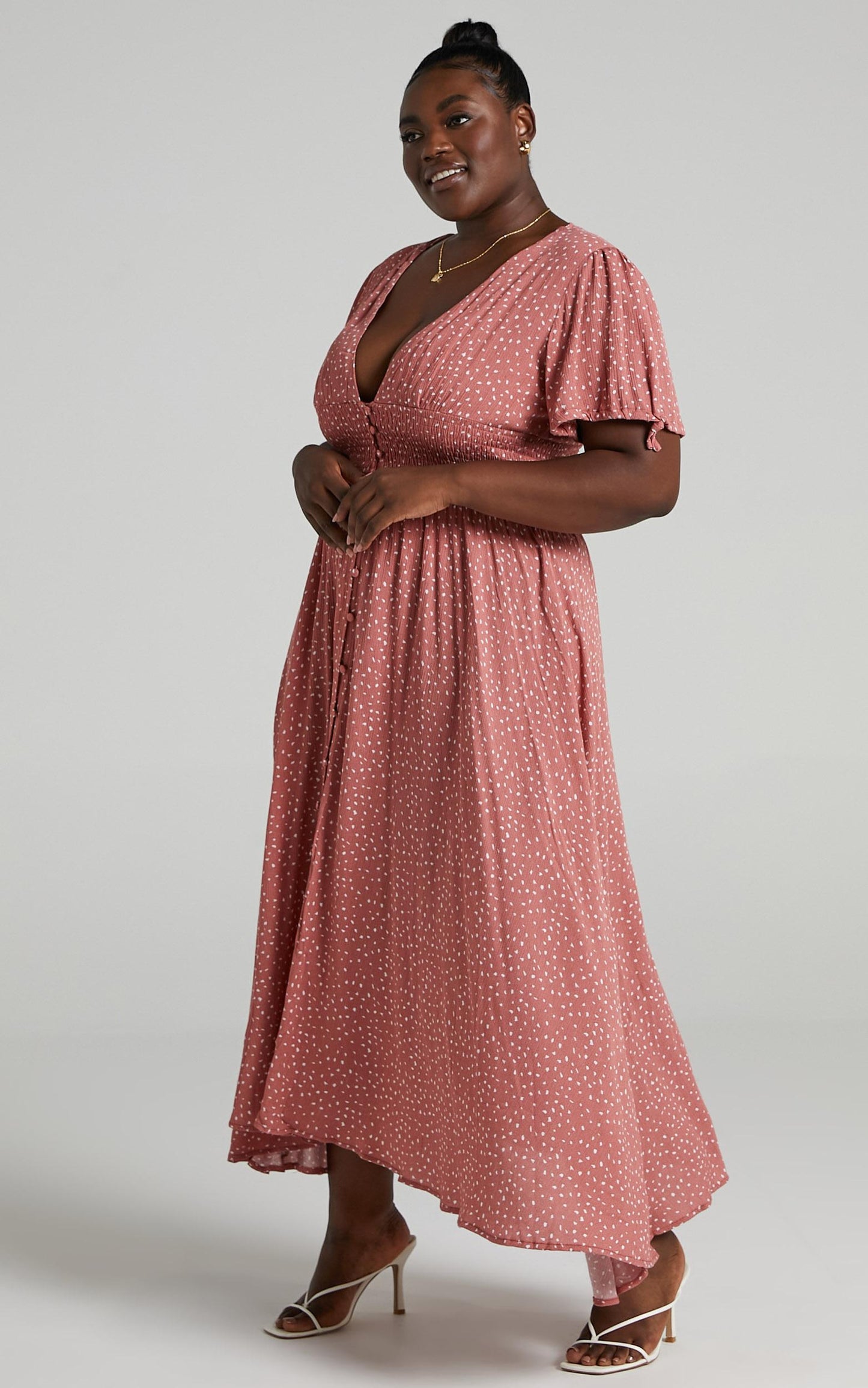 Claudia Midi Dress in rust spot