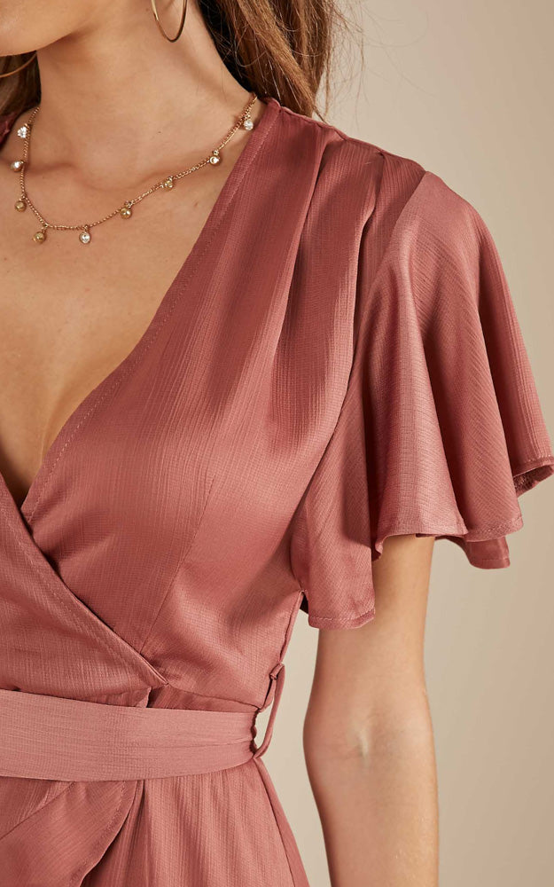 Thin Ice Dress In Rose Sateen