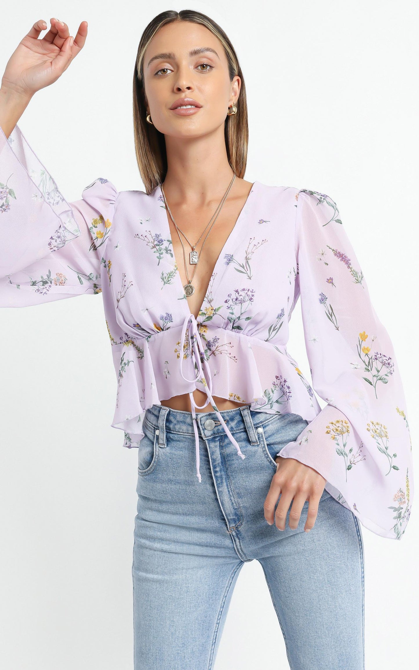 Dance It Out Top in Lavender Botanical Floral