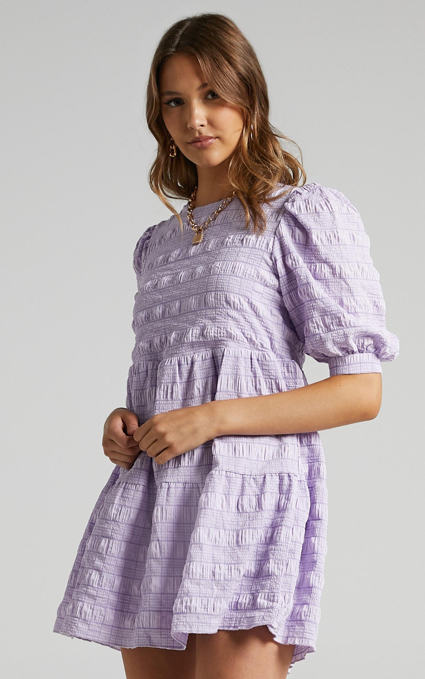 Darcia Dress in Lilac Check