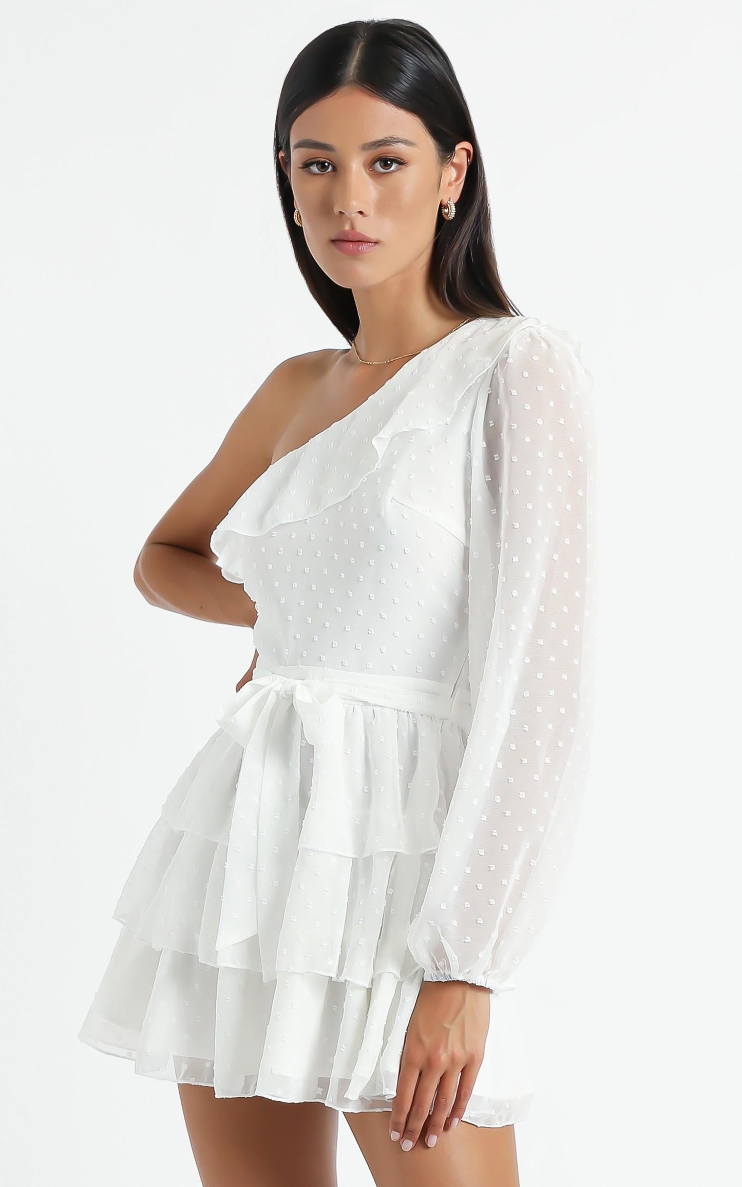Day Dreamer One Shoulder Mini Dress in White