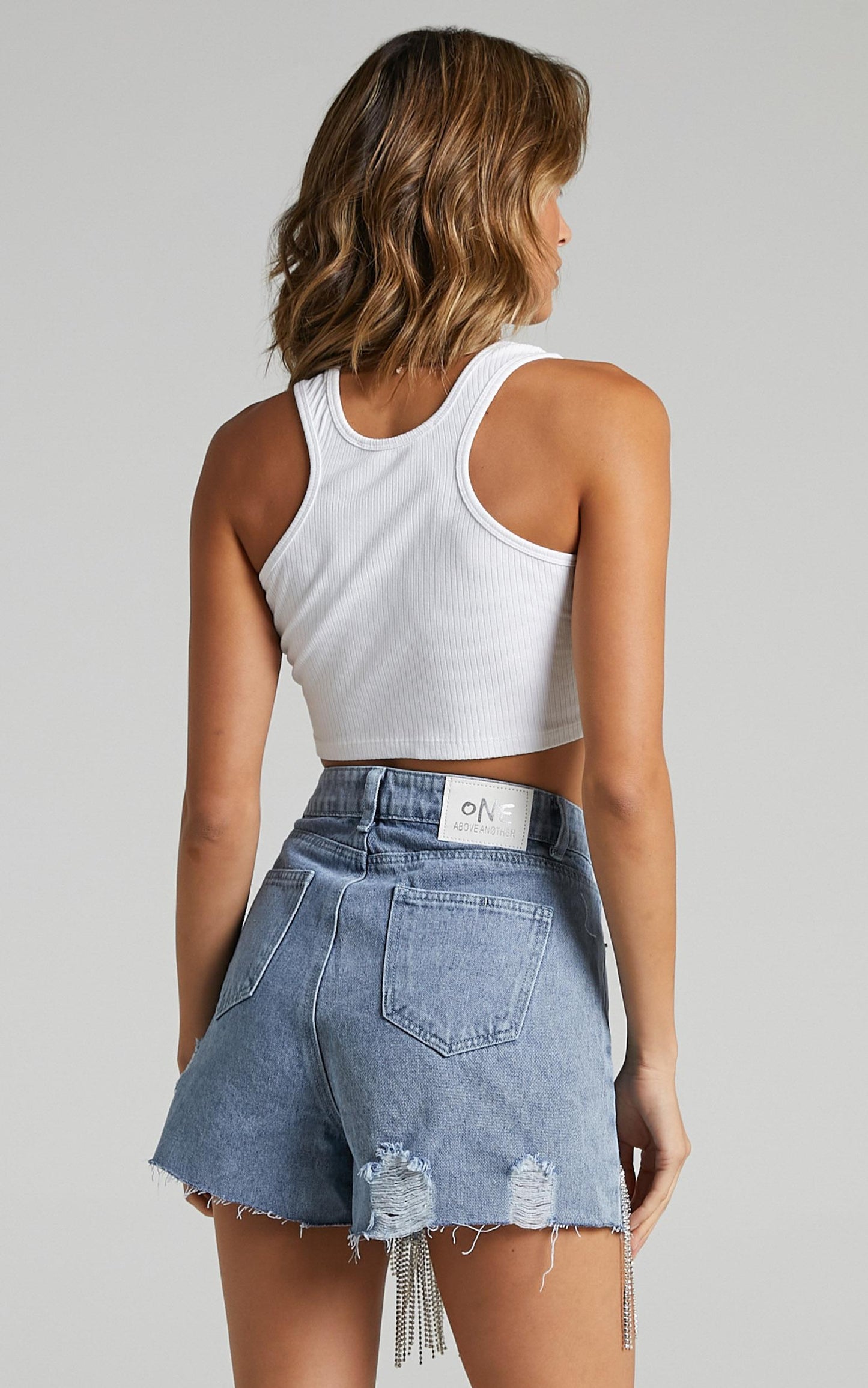 Gisela Denim Shorts in Blue Diamonte