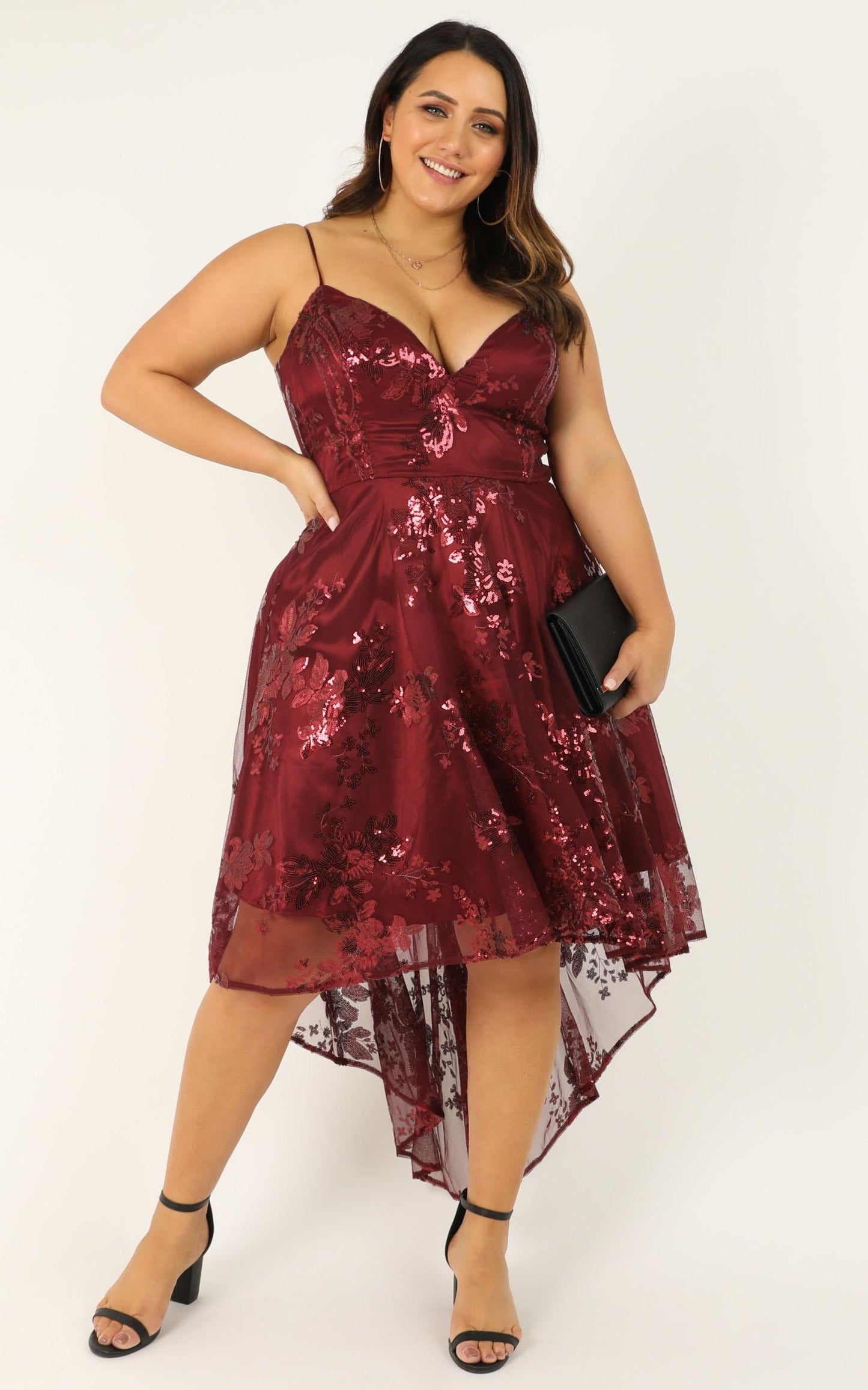 Fair Shake Dress In Wine Sequin