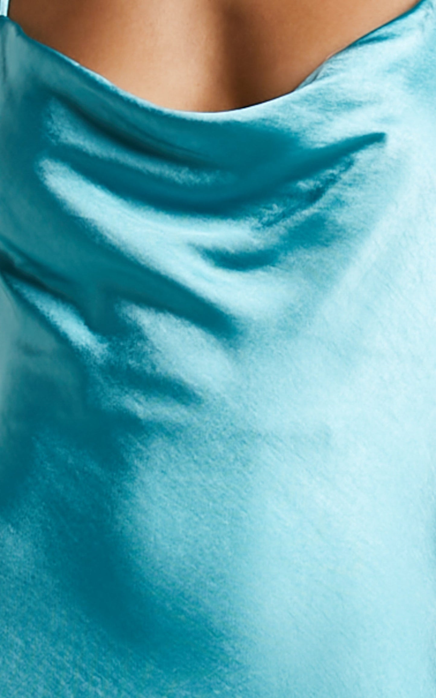 Roxzay Midi Dress - Tie Back Cowl Slip Dress in Aqua