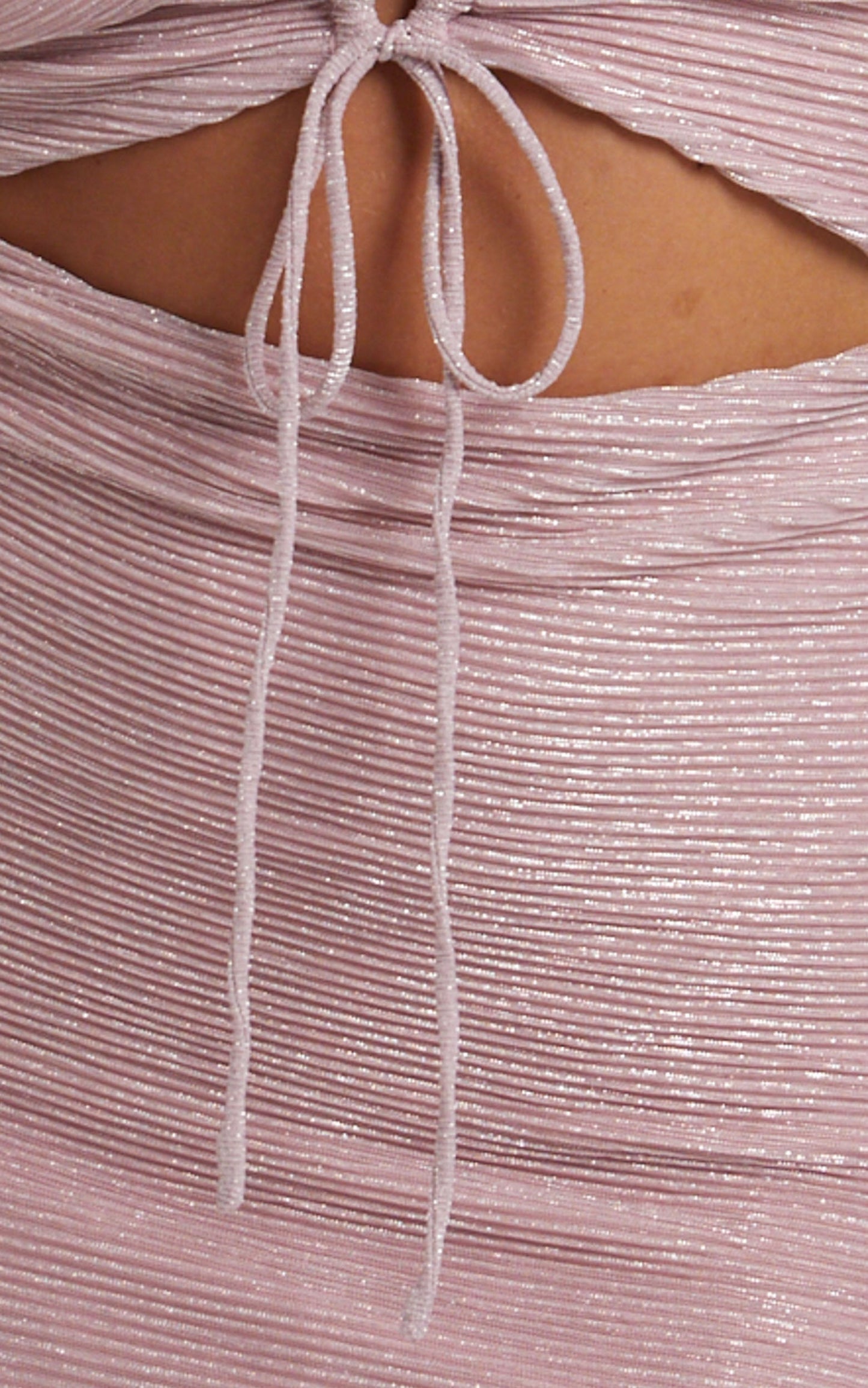 Halie Criss Cross Front Lurex Mini in Pink Lurex