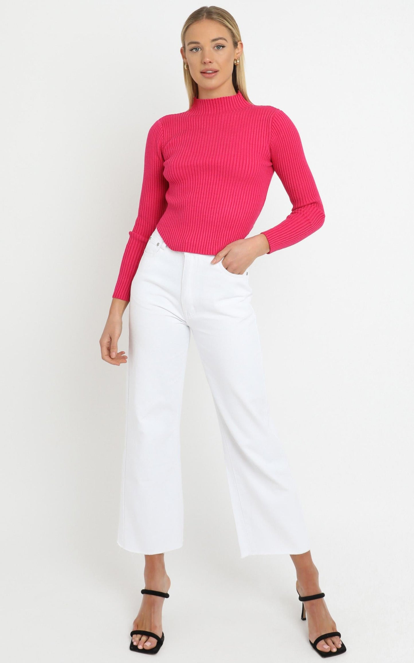 Davis Knit Top in Hot Pink