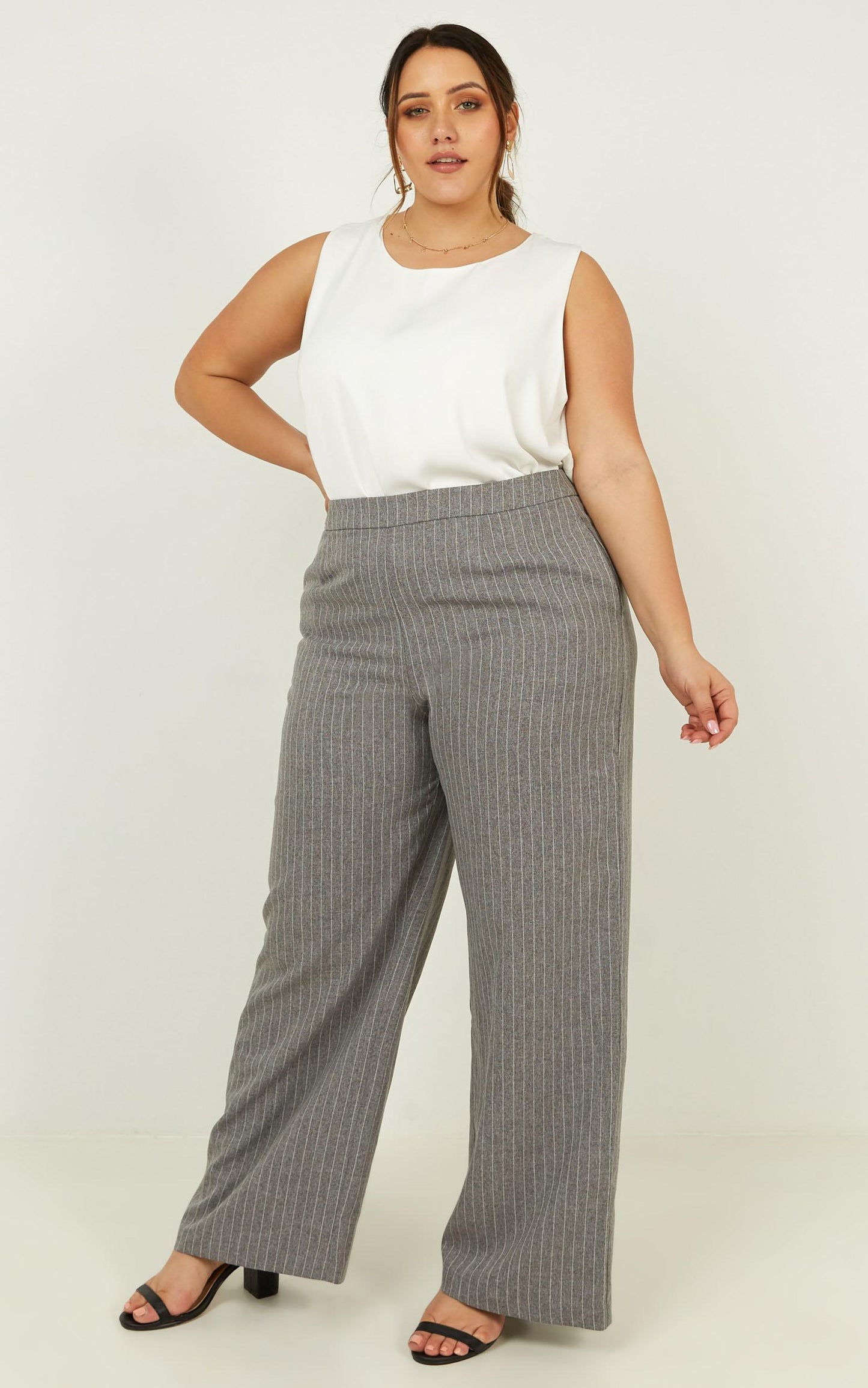 Keep It Short Pants In Grey Pin Stripe