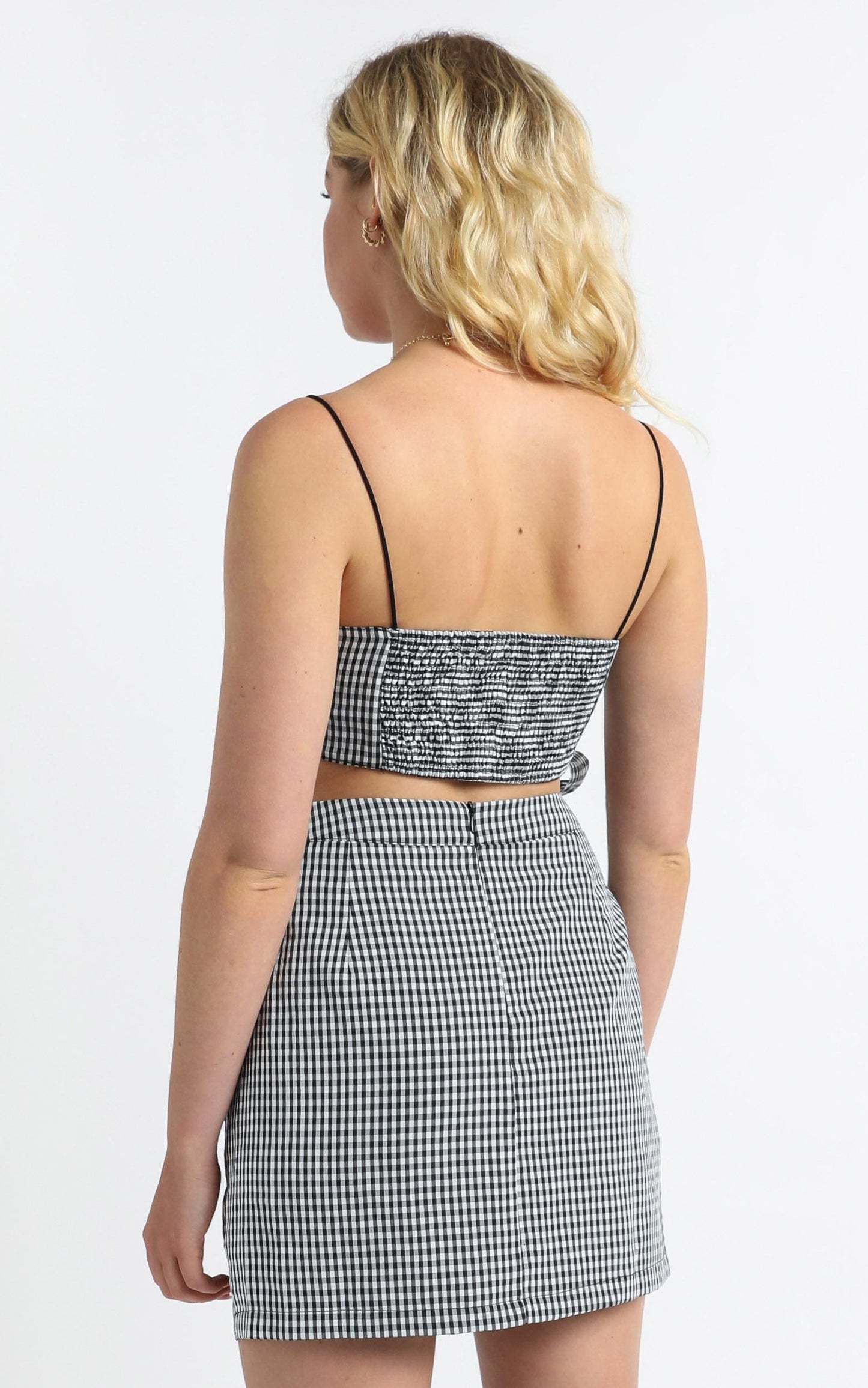 Keep On Turning Two Piece Set In Black Gingham