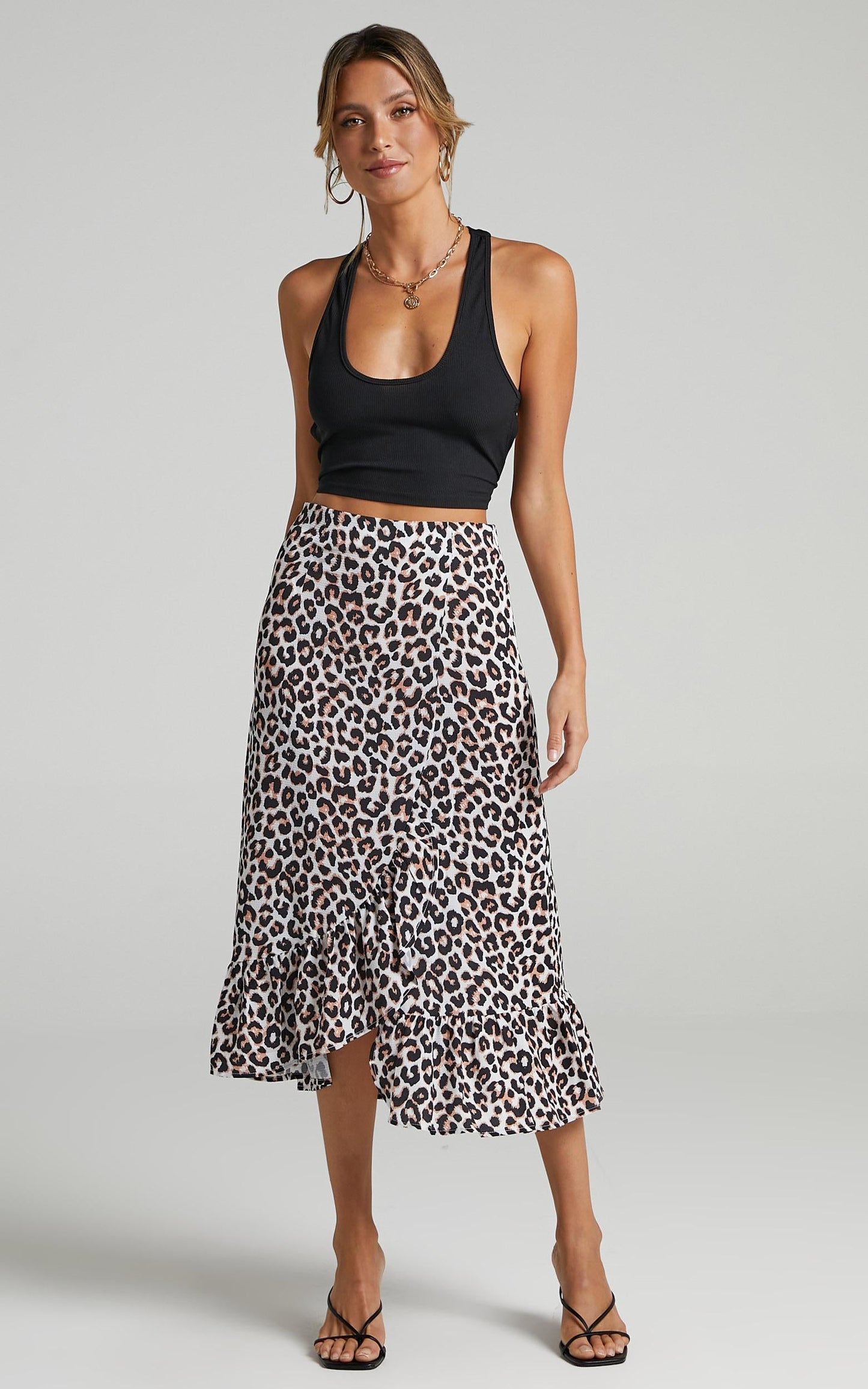 Keep Me Amused Midi Skirt in Leopard Print