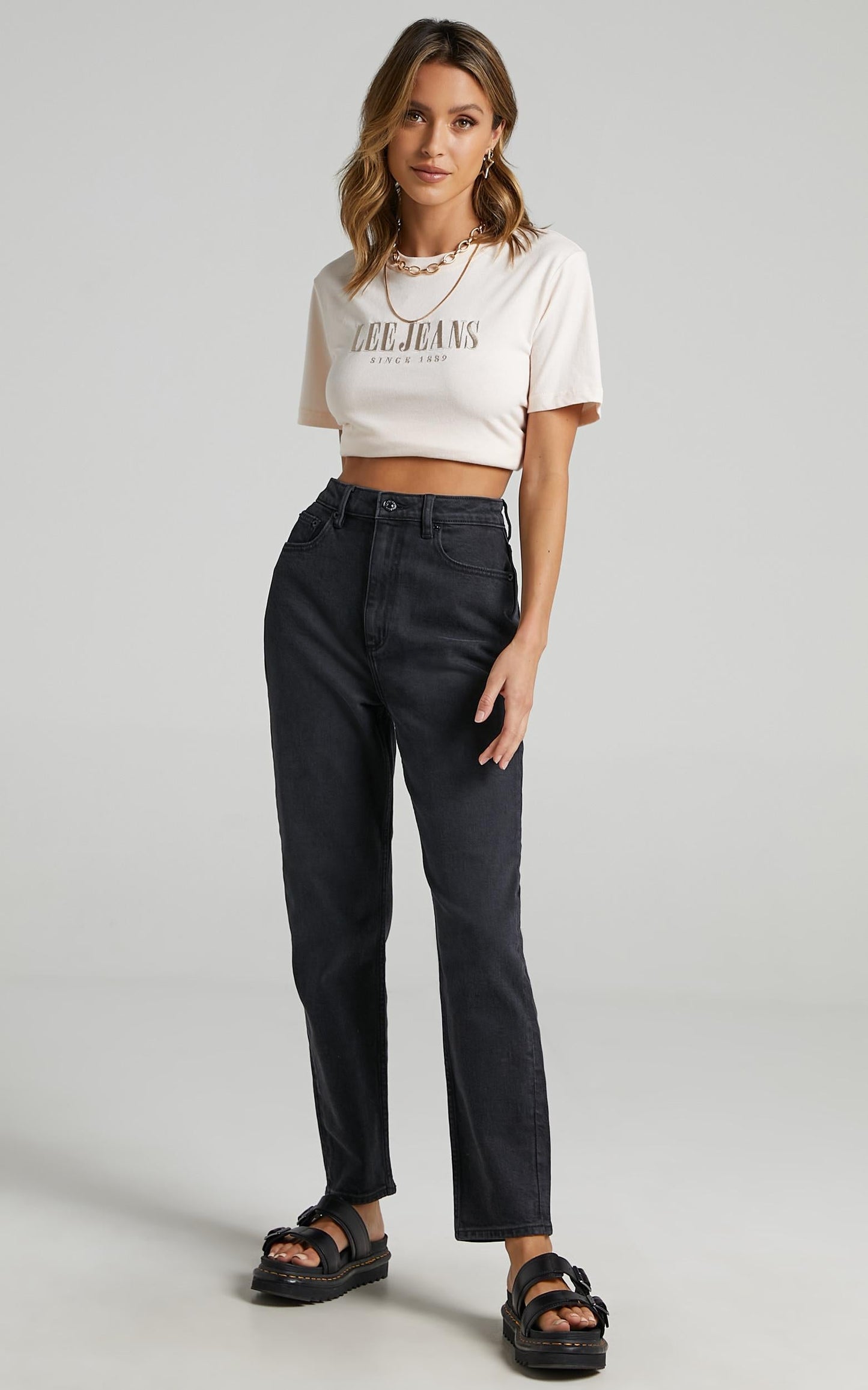 Lee - High Mom Jeans in Bias Black