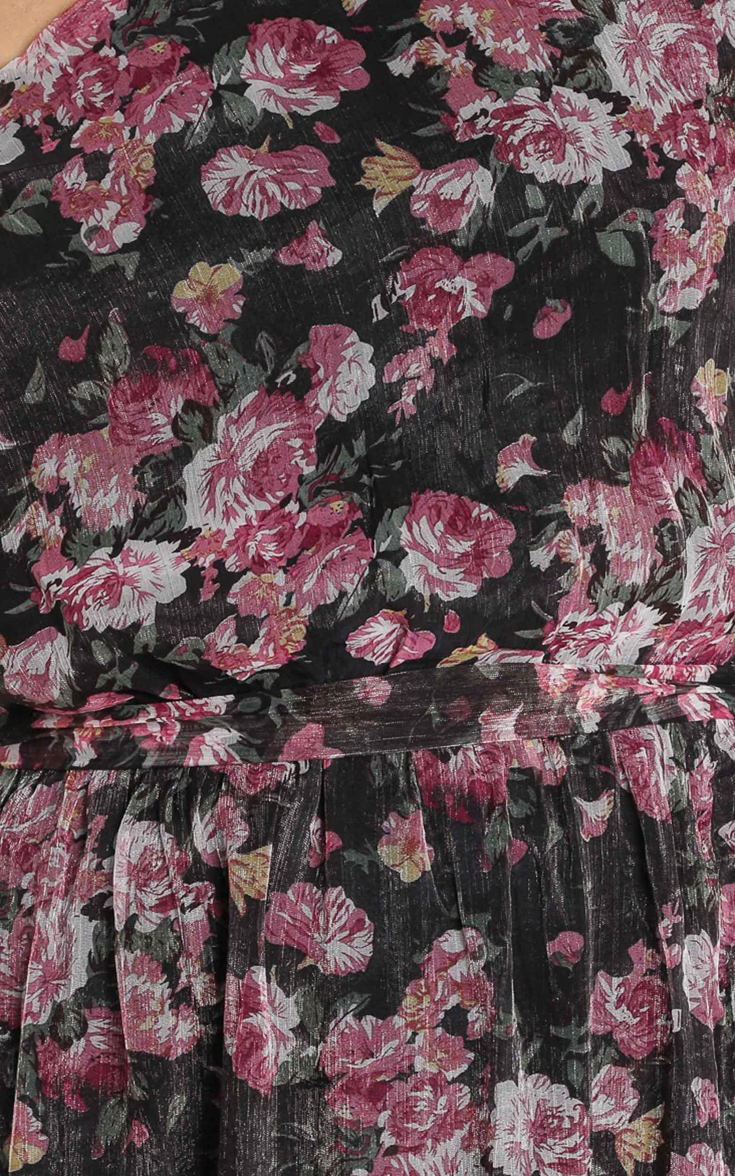 Leona One Shoulder Maxi Dress In romantic black floral