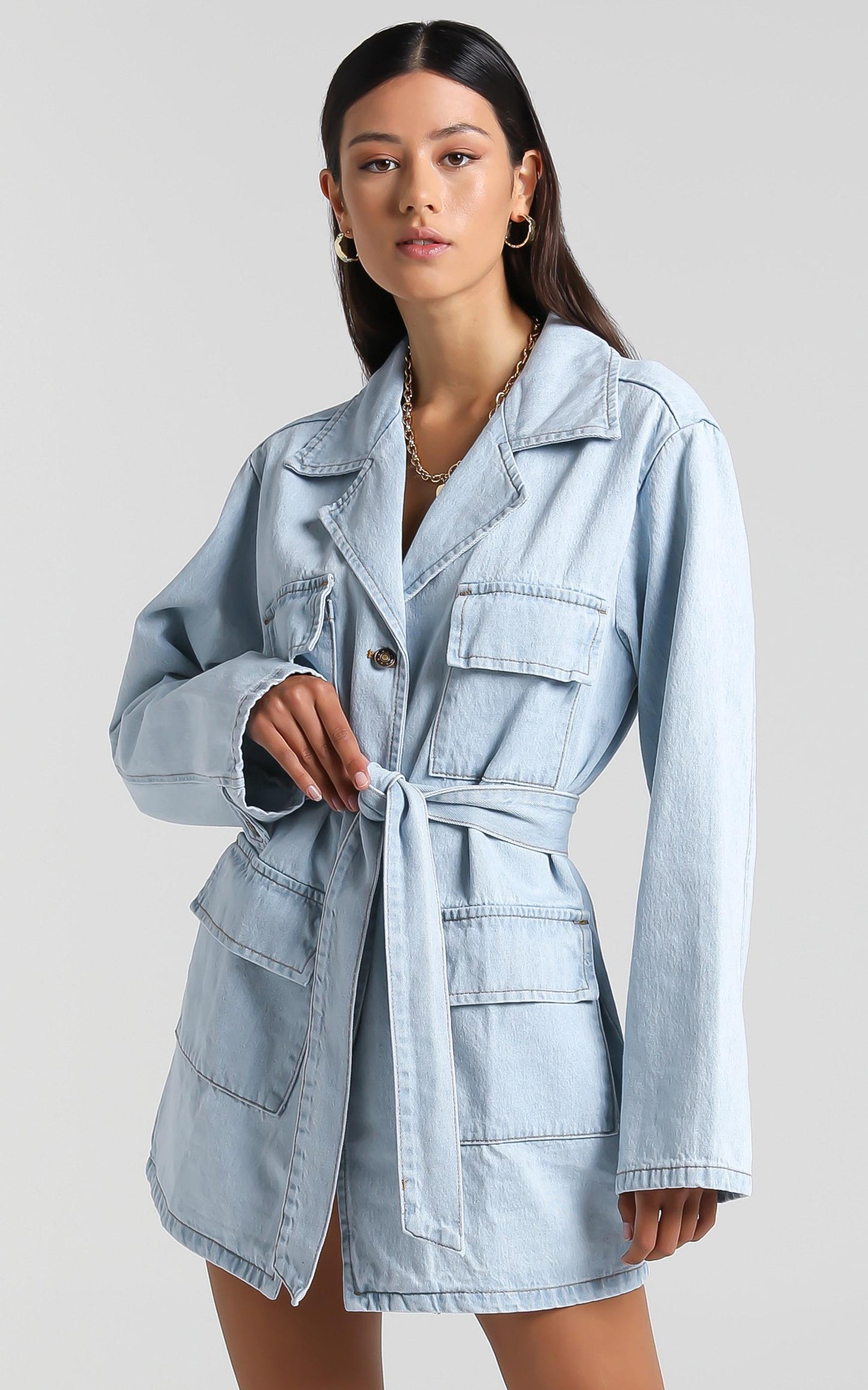 Lioness - Victory Boulevard Mini Dress in Light Wash