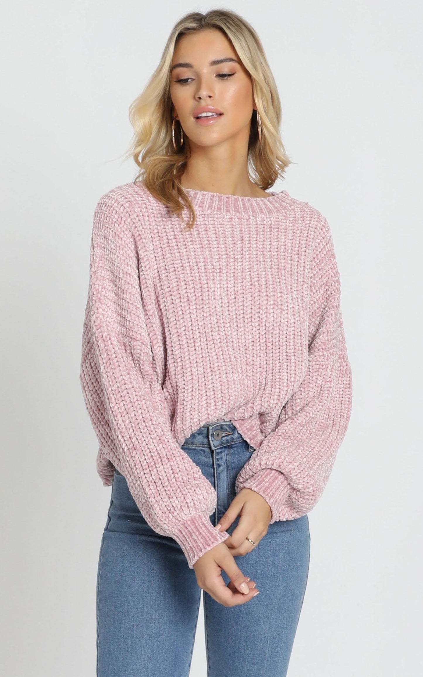 Little Do You Know Knit Sweater In Mauve Chenille