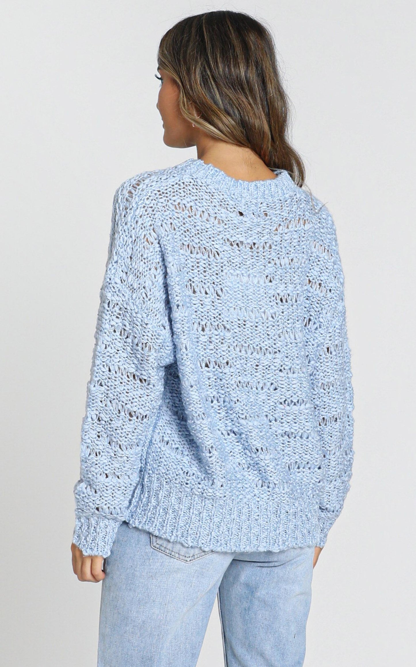 Margie Textured Knit Jumper in Blue