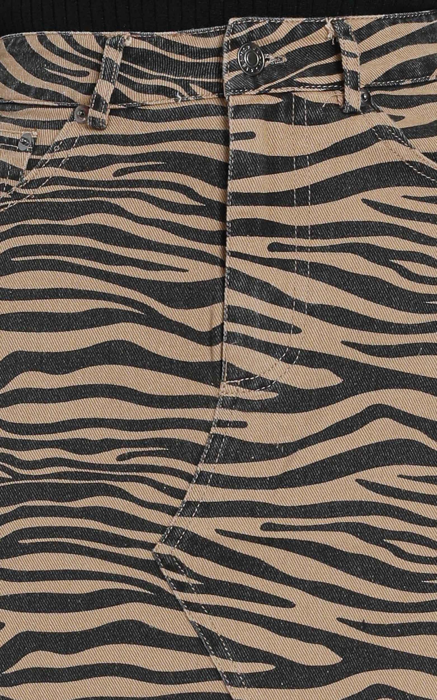 Marley Denim Mini Skirt in Beige Print