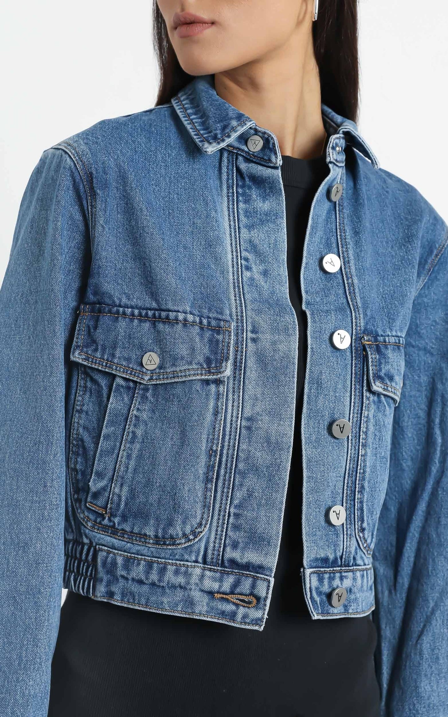 Abrand - A Millie Denim Jacket in Austin Blue